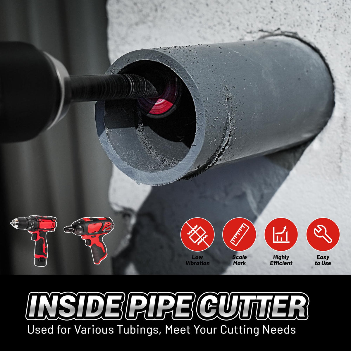 EZARC Inside Pipe Cutter, PVC/PPR, Replaceable Diamond, 1/4" Hex, 2-Pack