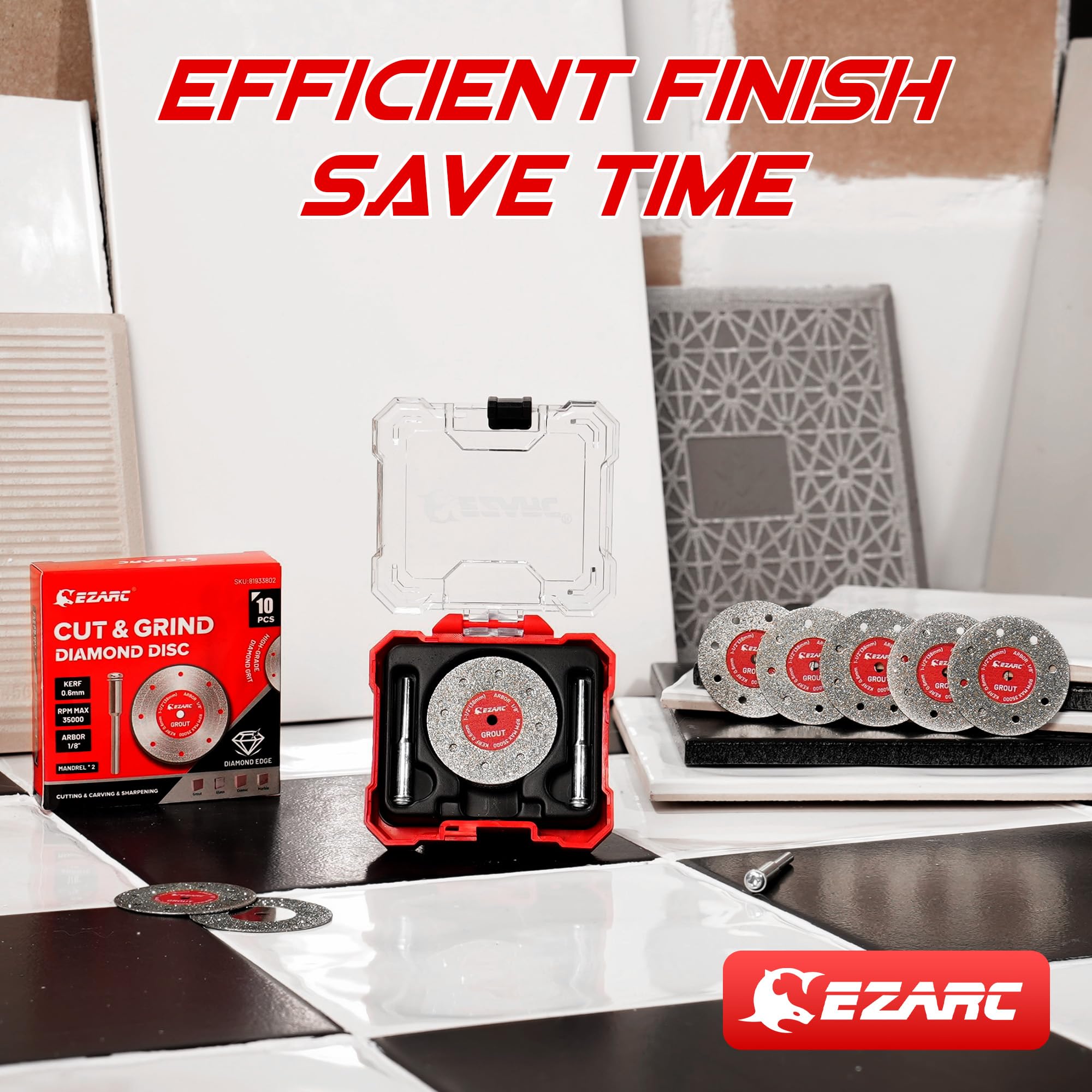 1-1/2 Inch Diamond Cutoff Wheel, 0.6mm Ultra-Thin Kerf, Tile & Glass Cutting Disc for Rotary Tools