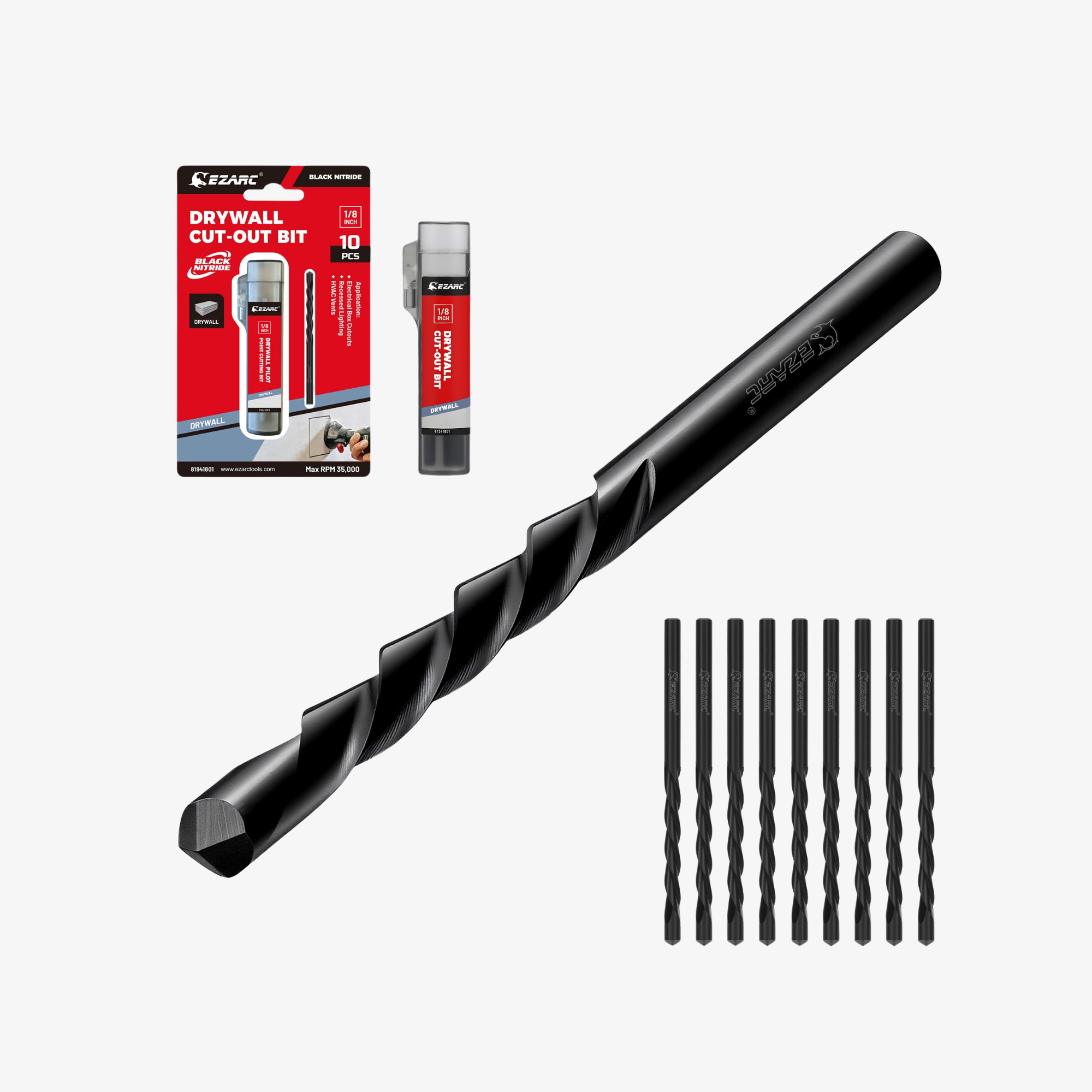 1/8 Inch Drywall Guidepoint Cutting Bits with Storage Case for Drywall Wood Plastic