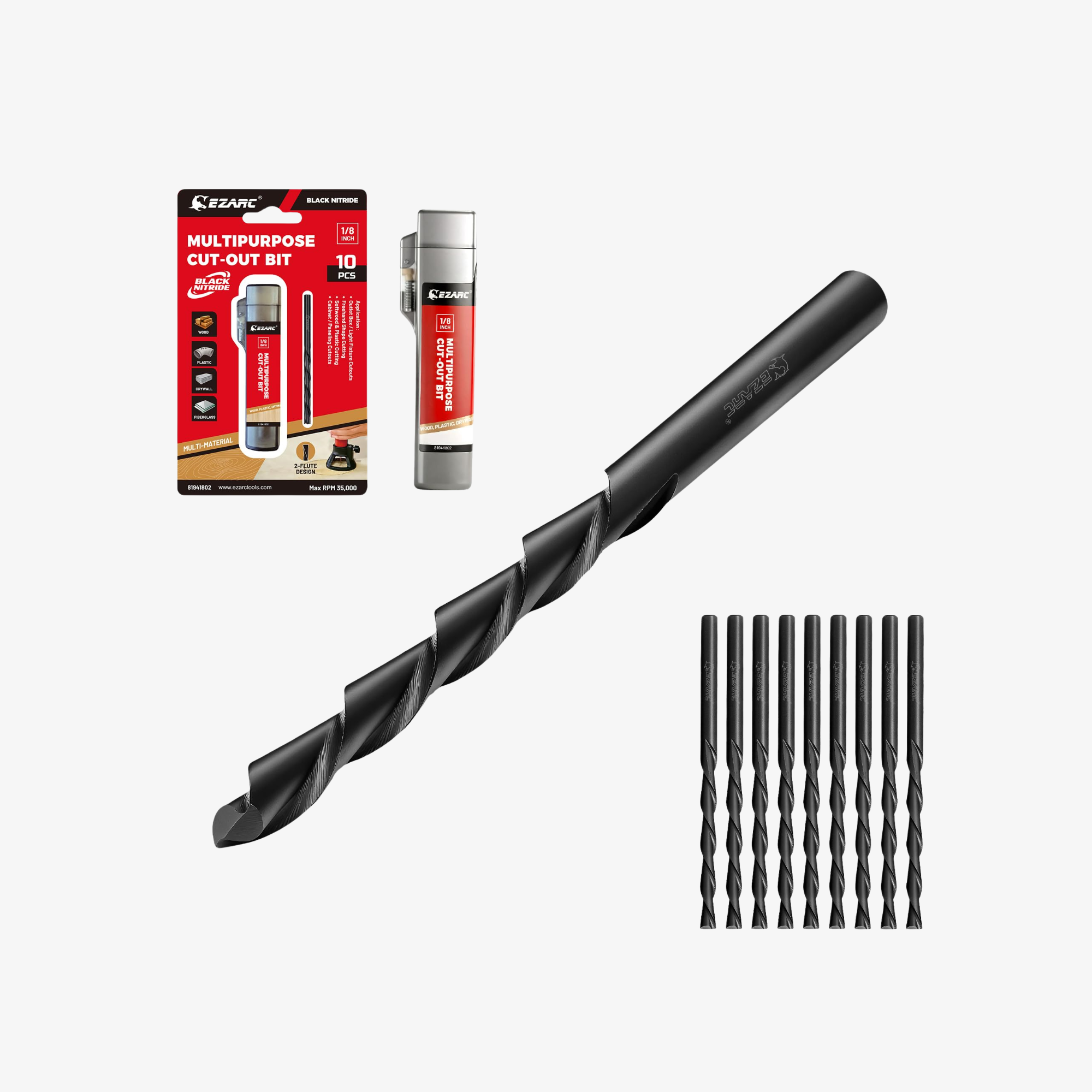 1/8 Inch Drywall Guidepoint Cutting Bits with Storage Case for Drywall Wood Plastic