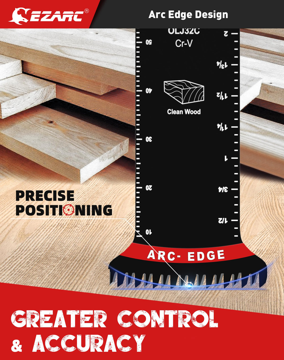 Arc-Edge Japanese Tooth Oscillating Multi Tool Blade for Wood, Plastic