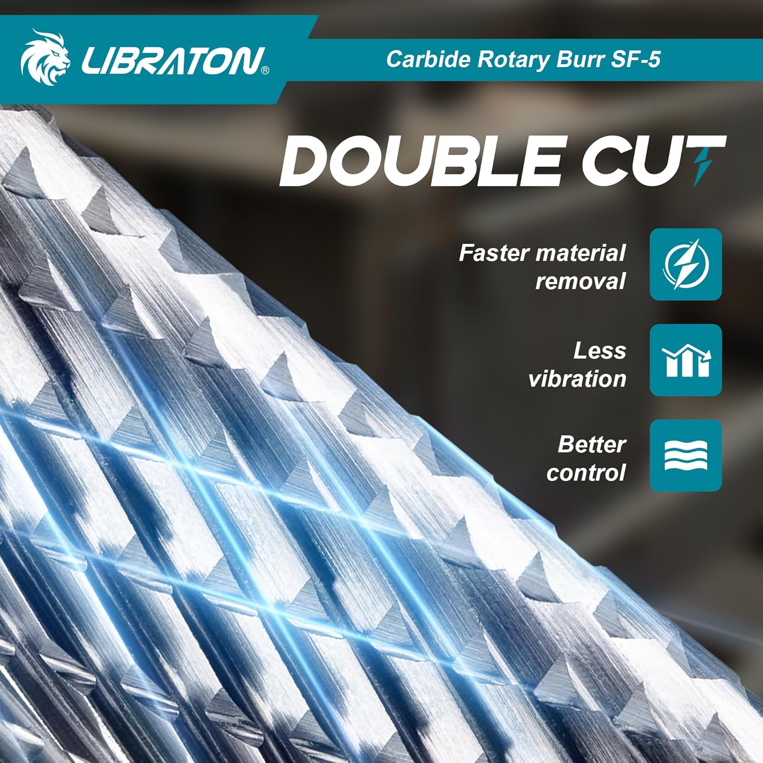 Libraton SF-5 Carbide Burr, 1/4" Shank Double Cut Tungsten Rotary Bit