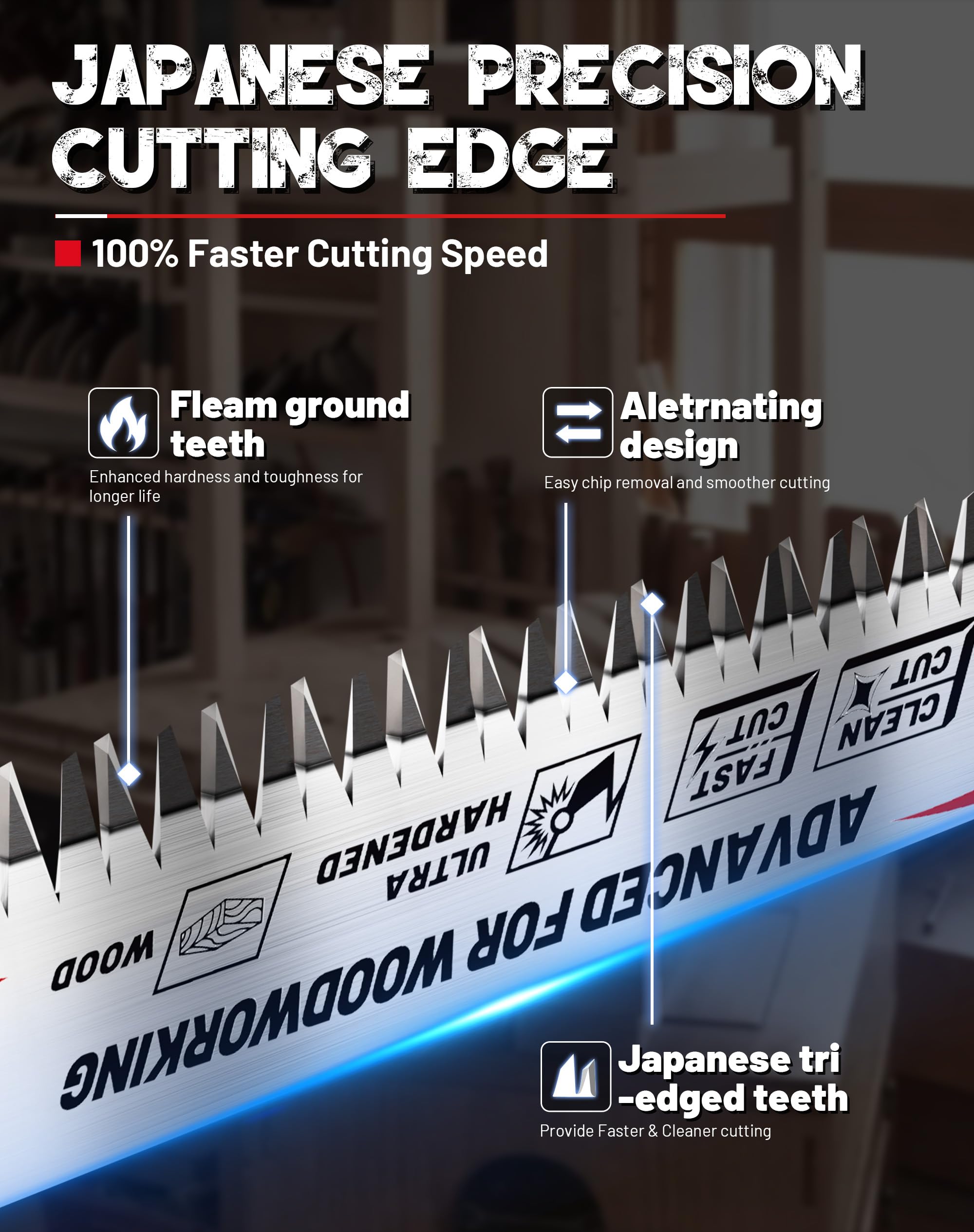 8TPI, Japanese Teeth Reciprocating Saw Blade, Arc Edge Wood Pruning Saw Blades for Tree Trimming, Wood Cutting - EZARC Tools