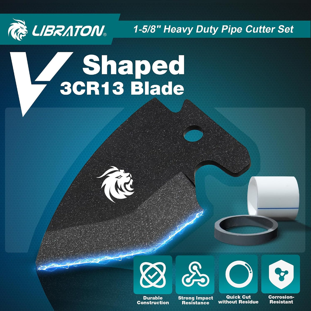 LIBRATON Adjustable Ratchet PVC Pipe Cutter, 1-5/8 Inch, with Deburring Tool - 2