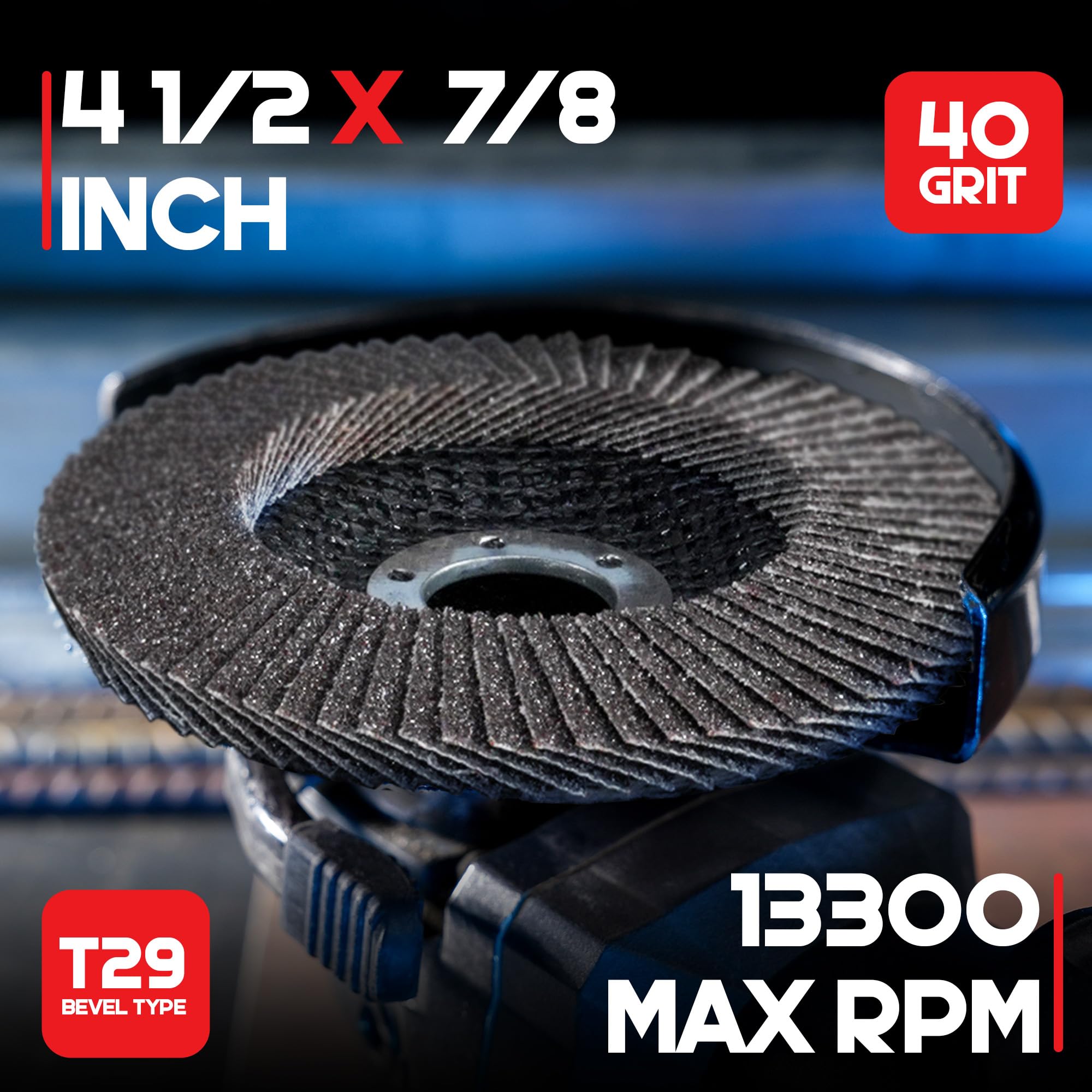 4-1/2 In. Aluminum Oxide Type 29 Flap Sanding Disc, 40 Grit, 7/8 In. Arbor, For Wood and Metal Finishing (50 Pack)