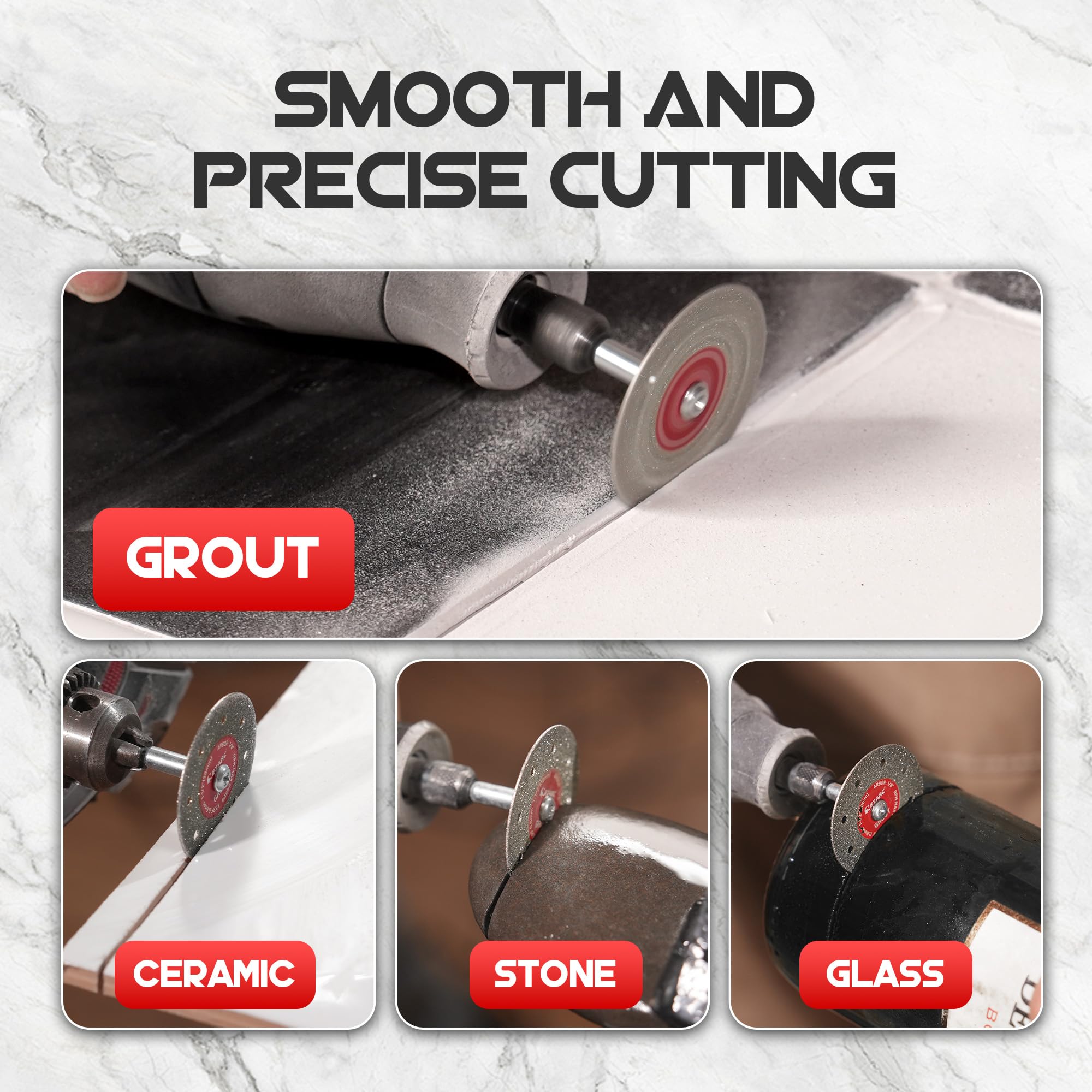 1-1/2 Inch Diamond Cutoff Wheel, 0.6mm Ultra-Thin Kerf, Tile & Glass Cutting Disc for Rotary Tools