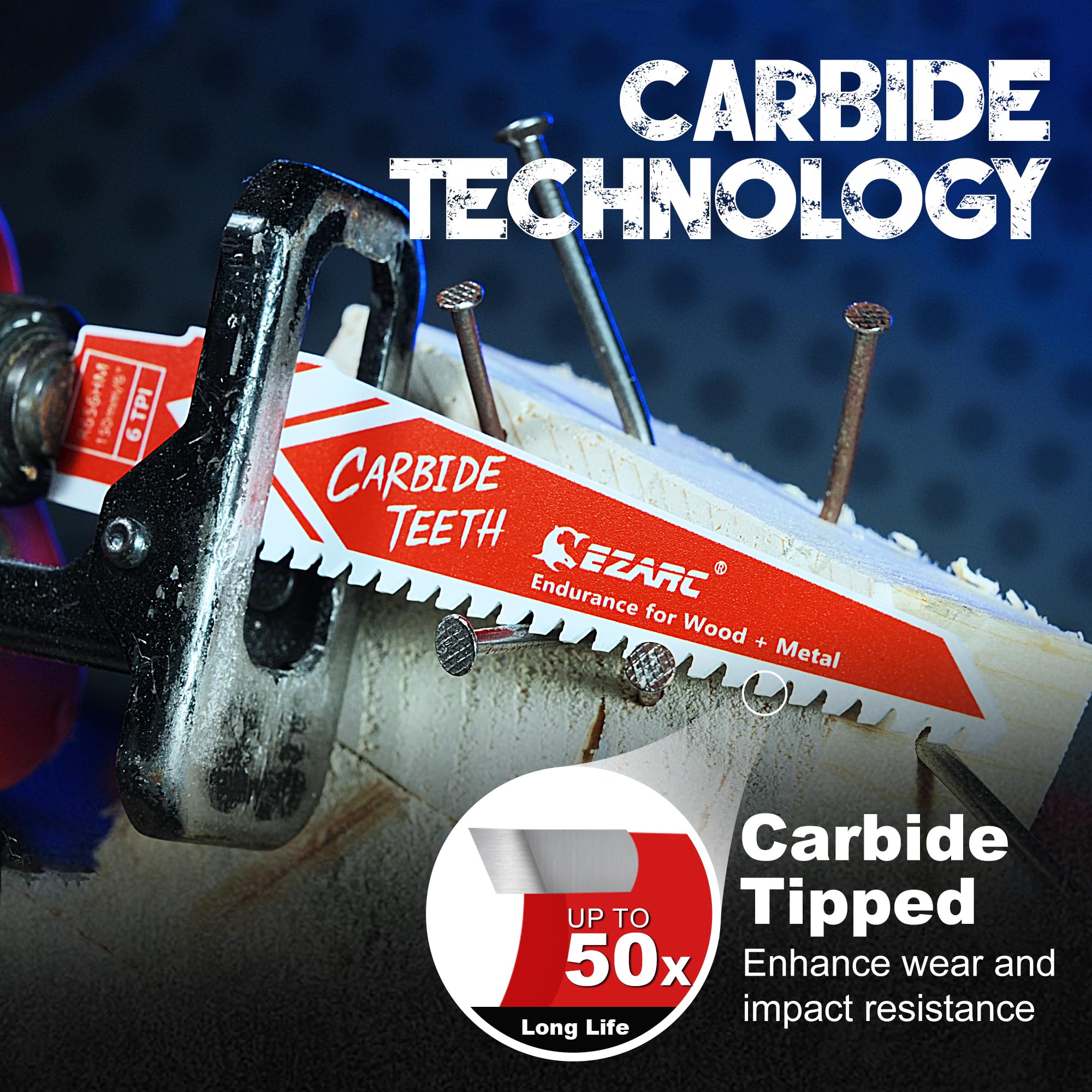 Carbide Reciprocating Saw Blades Set for Multi-Material Cutting - EZARC Tools