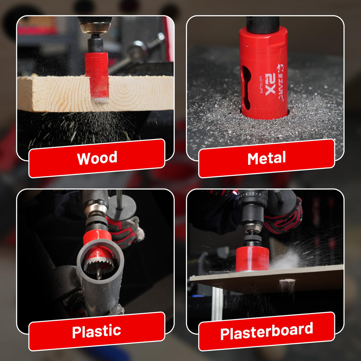 EZARC 16Pcs Bi-Metal Hole Saw Kit Set with 3/4"-2-1/2"(19-64mm) for Wood, Metal, Plywood, PVC Board