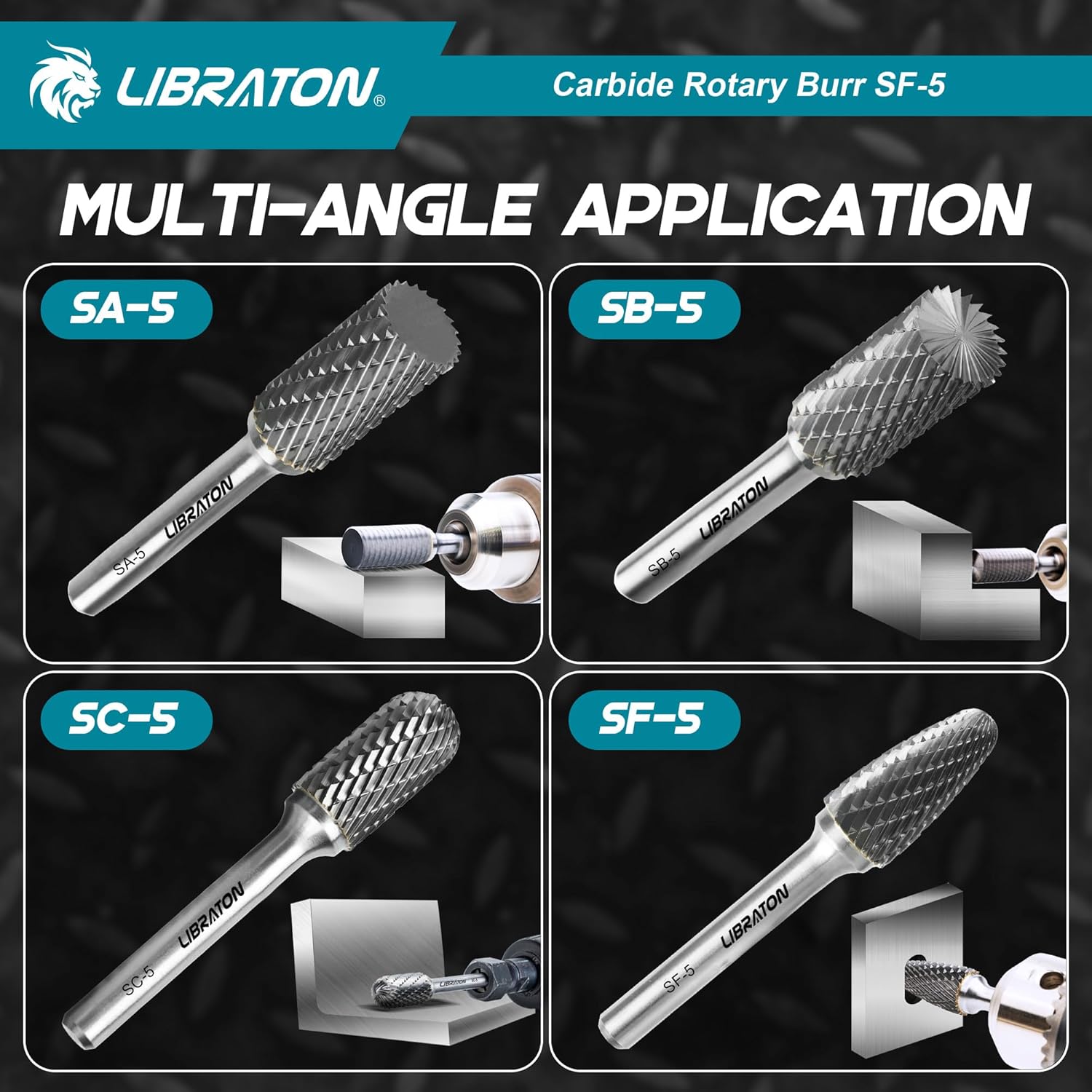 Libraton SF-5 Carbide Burr, 1/4" Shank Double Cut Tungsten Rotary Bit
