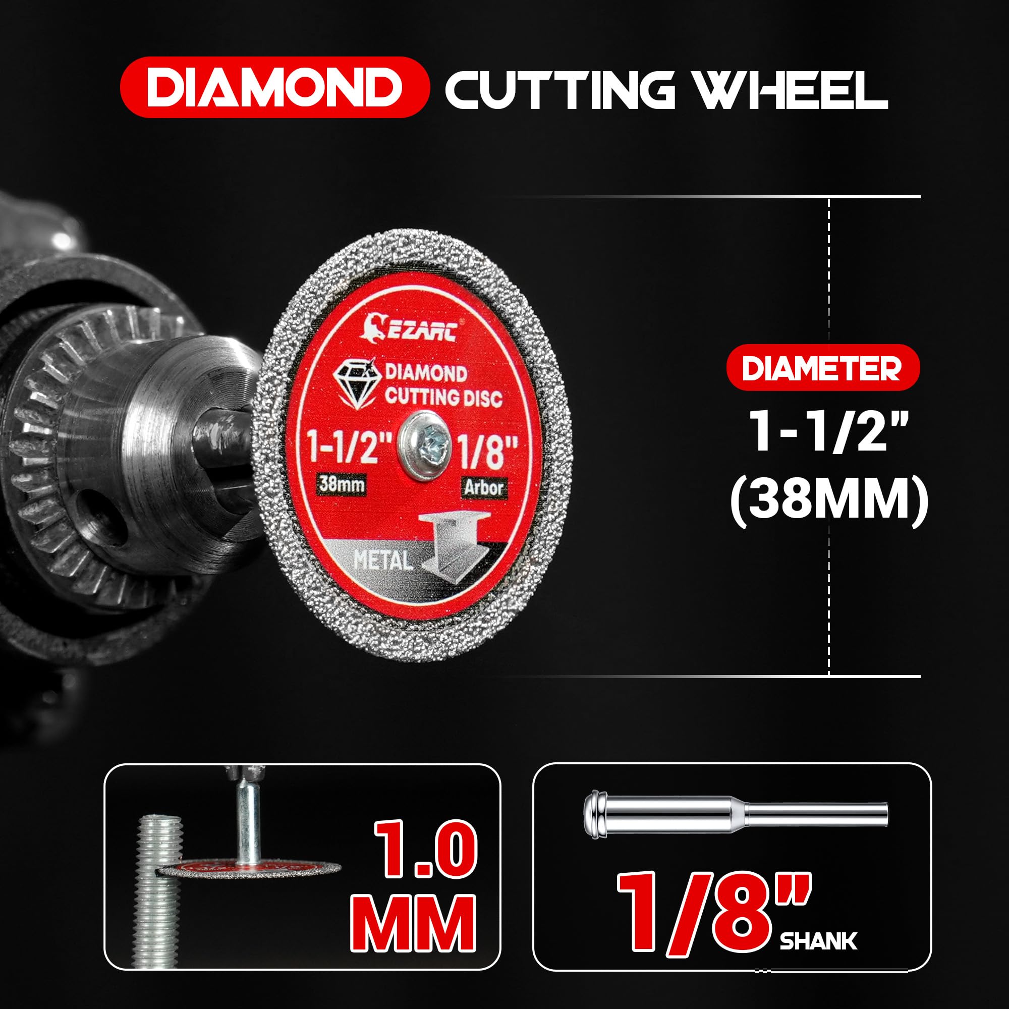 Durable 1-1/2 Diamond Cutting Wheels for Metal, 3-Pack