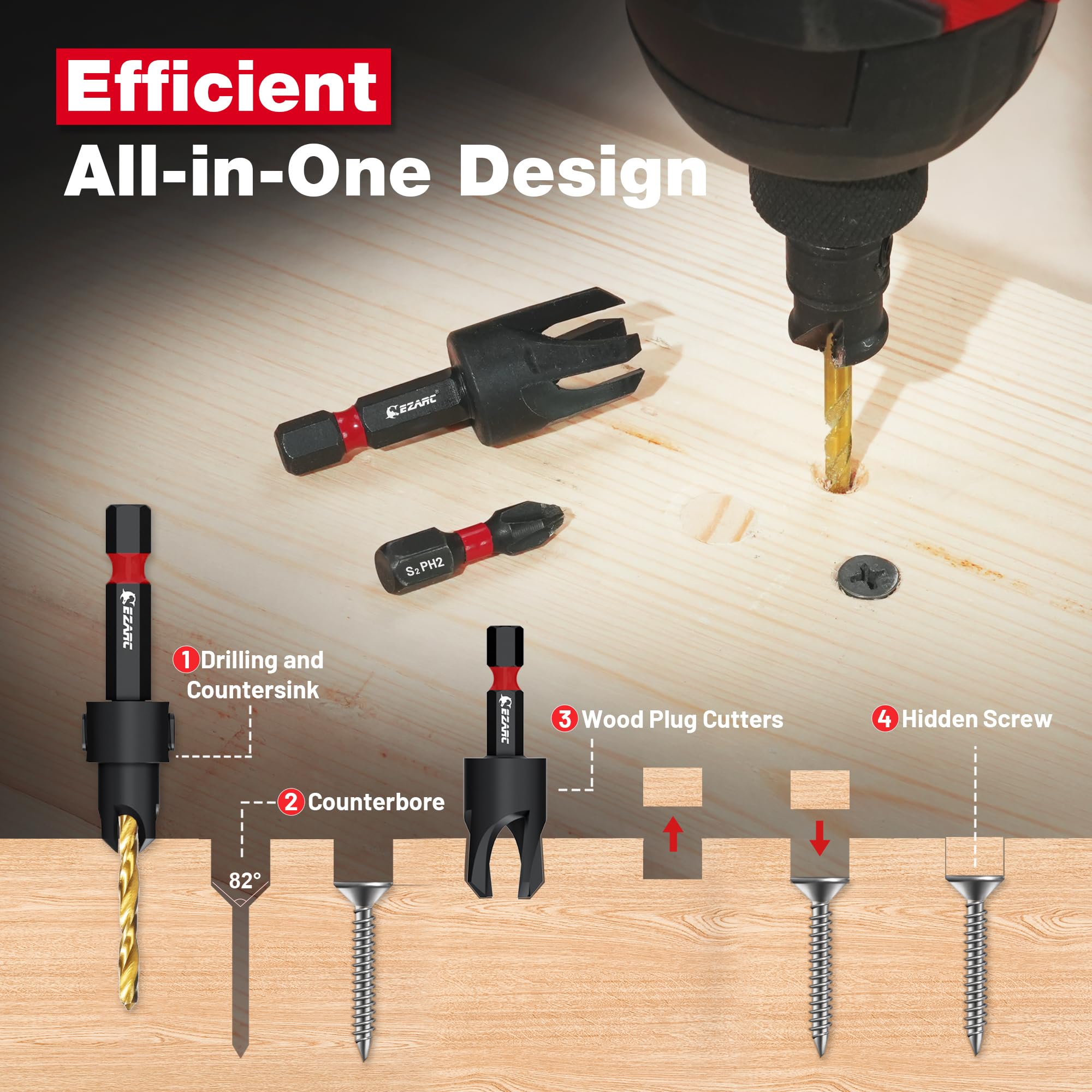 25PCS Countersink Drill Bit Set with Self Centering Drill Bits