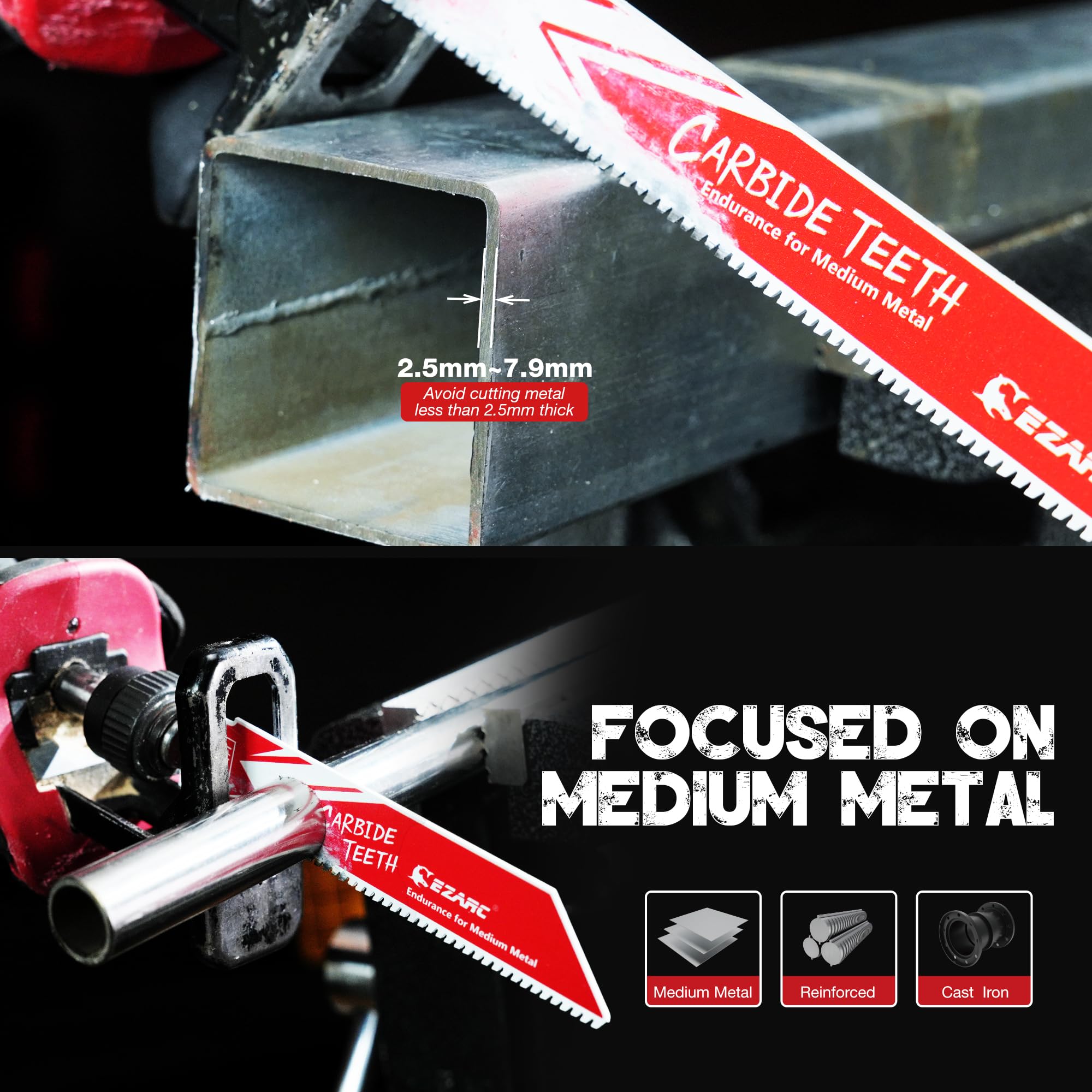 Medium Metal Cutting - Carbide, 6/9 in, 10 TPI Reciprocating Saw Blade