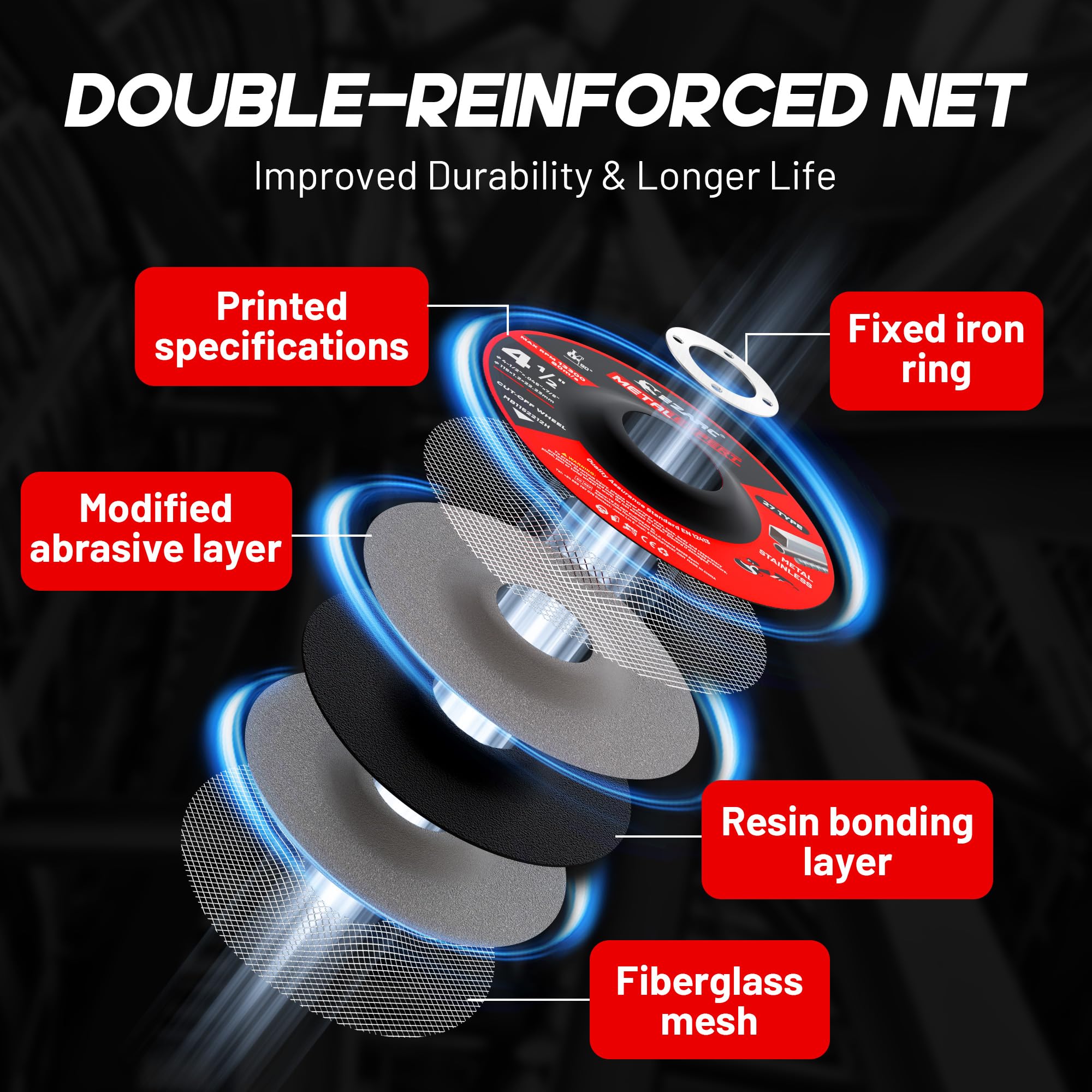 EZARC 4.5" Ultra Thin Cut Off Wheels 25-Pack for Metal & Stainless Steel