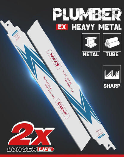 14tpi,6/9/12 in. Bi-Metal Reciprocating Saw Blade For Heavy Metal Cutting - EZARC Tools