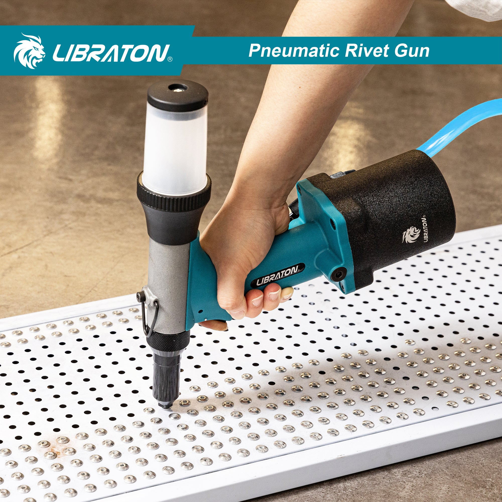 LIBRATON Pneumatic Rivet Gun Kit, Heavy Duty Air Riveter Tool