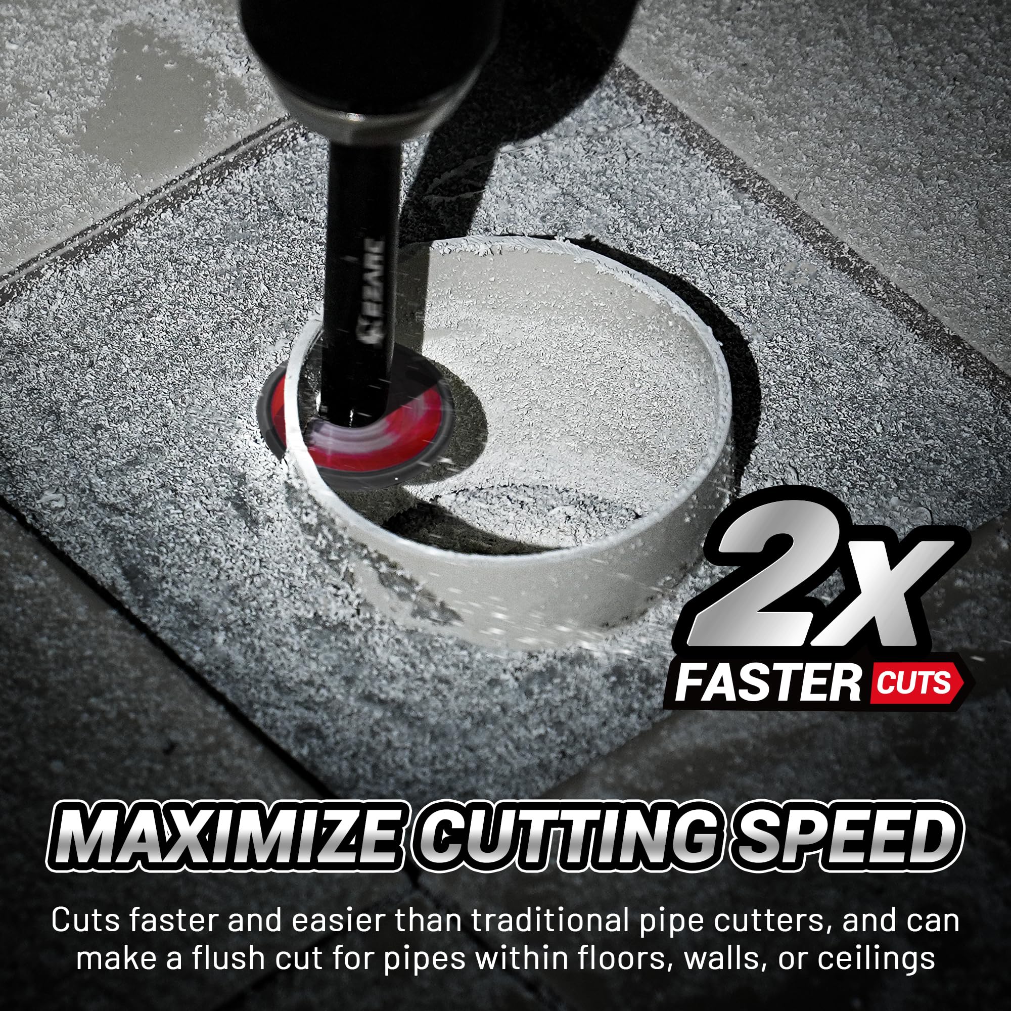 EZARC Inside Pipe Cutter for PVC Pipe, Pipe Cutter with Replaceable Diamond Grit Blades, 2-1/2" Cutting Depth 1/4" Hex Shank, 1.32" Diameter Plumbing Tools for PVC, PPR & Plumbing Pipes, 2 Pack