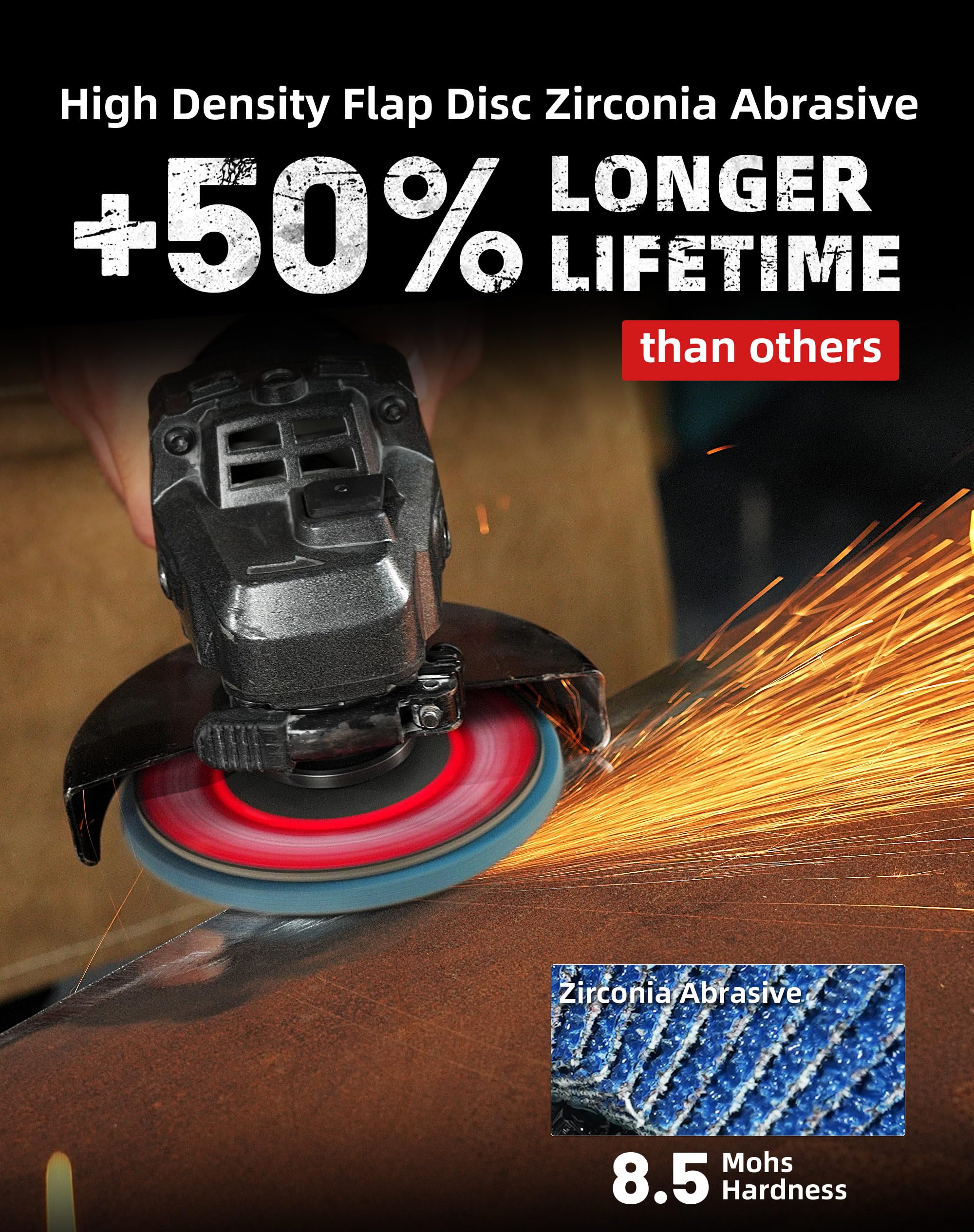 4-1/2 In. T27 High Density Flap Discs for Angle Grinder, Zirconia Sanding, Grinding & Rust Removal