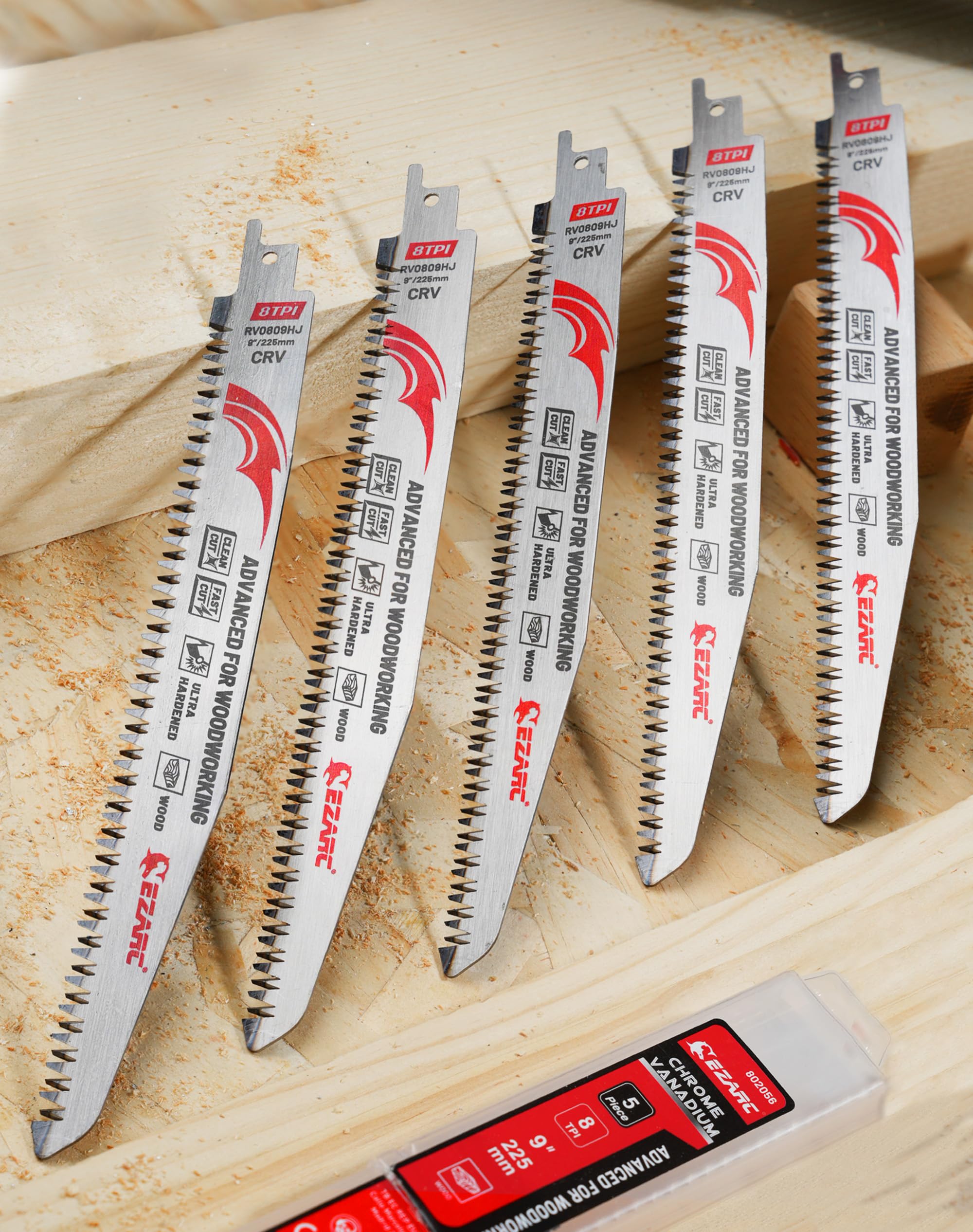8TPI, Japanese Teeth Reciprocating Saw Blade, Arc Edge Wood Pruning Saw Blades for Tree Trimming, Wood Cutting - EZARC Tools