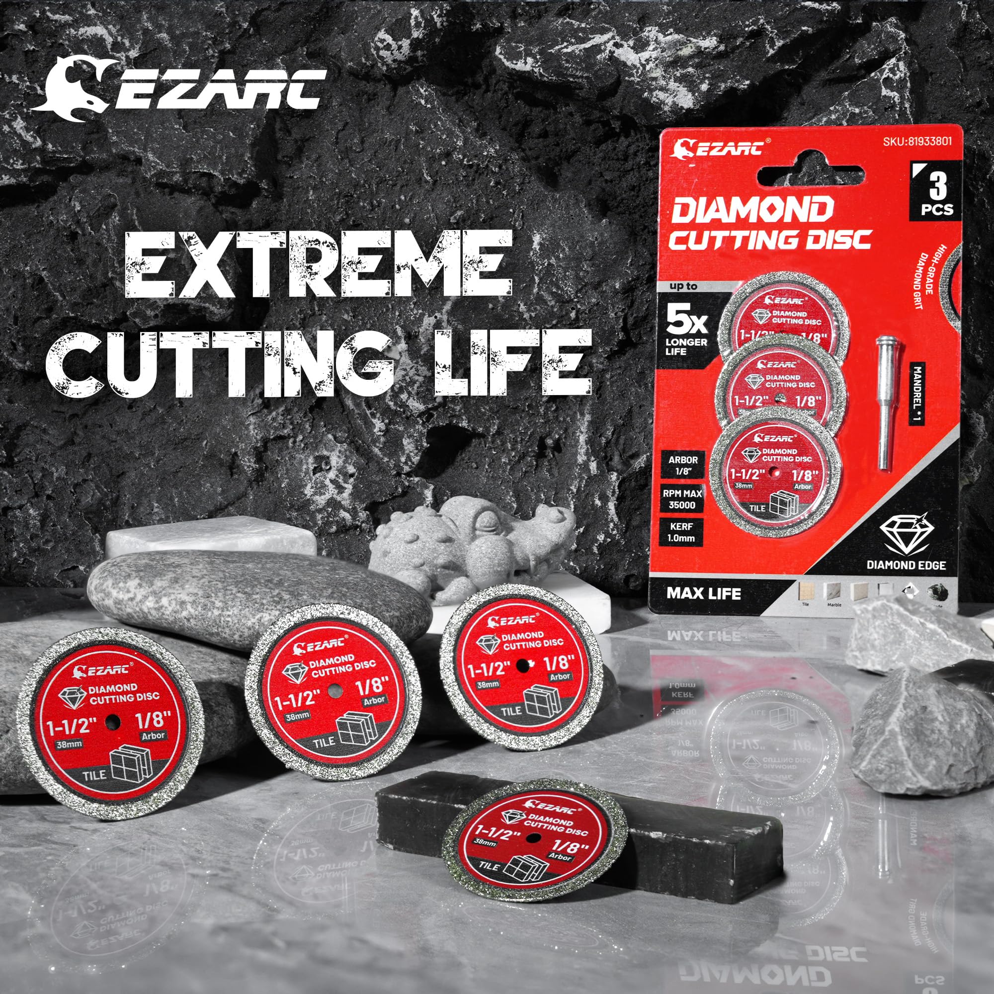 1-1/2 Inch Diamond Cutoff Wheel 4-Pack, Tile & Glass Cutting Disc for Rotary Tools