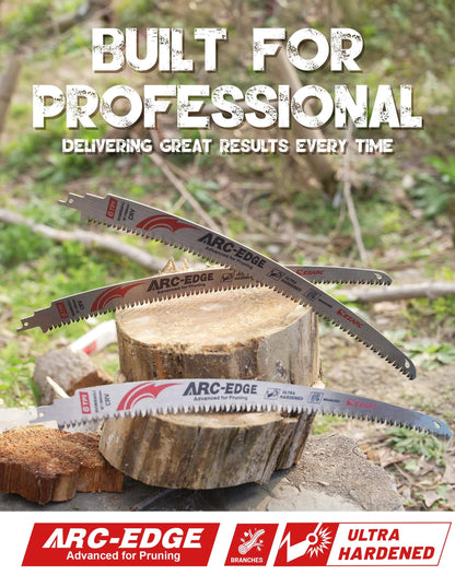 Japanese Teeth Reciprocating Saw Blade 15 Inch, Arc Edge Wood Pruning Saw Blades 6TPI for Tree Trimming, Wood Cutting, 3 Pieces - EZARC Tools