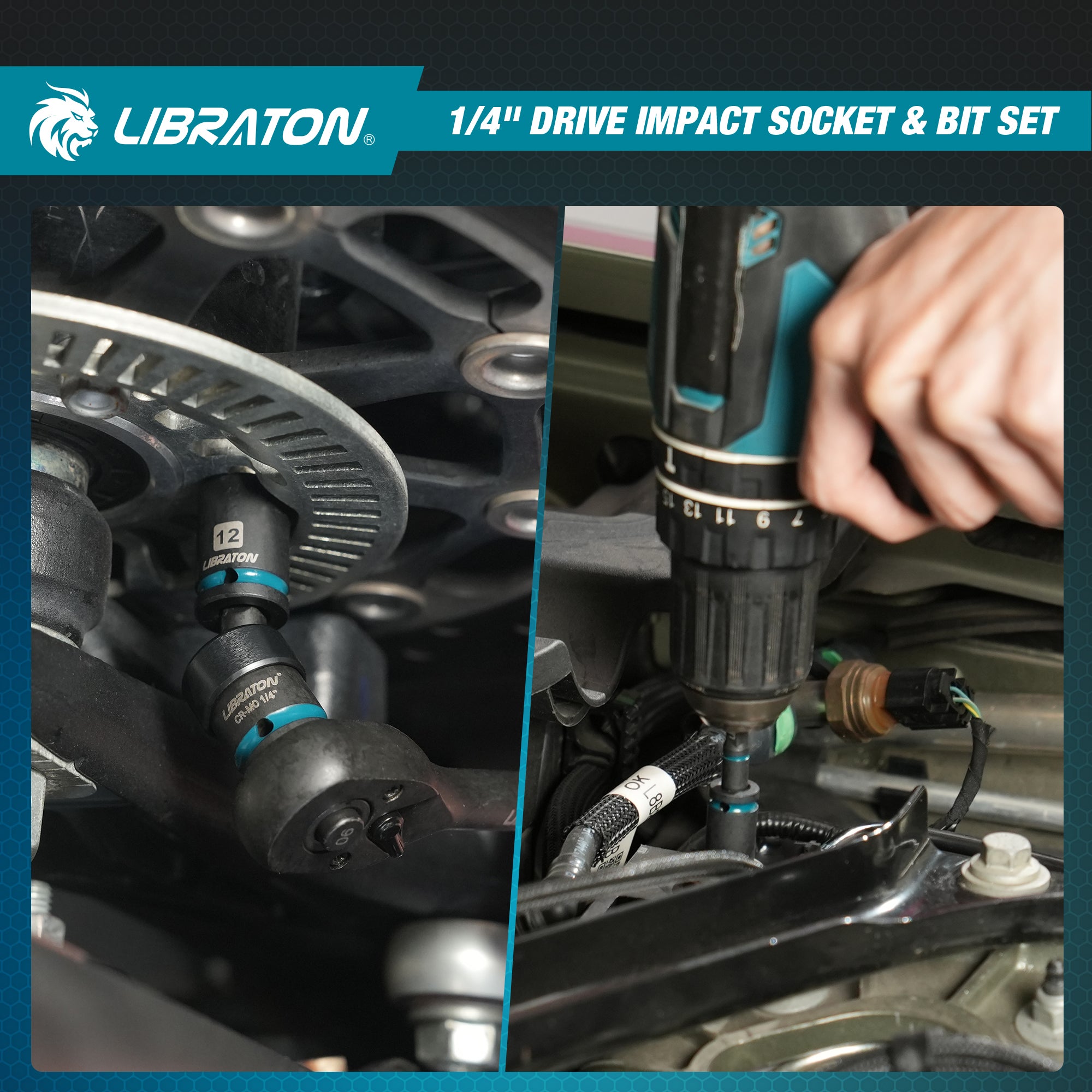 LIBRATON 71PCS 1/4 Impact Socket Set, SAE &Metric, Complete Socket &Bit Set