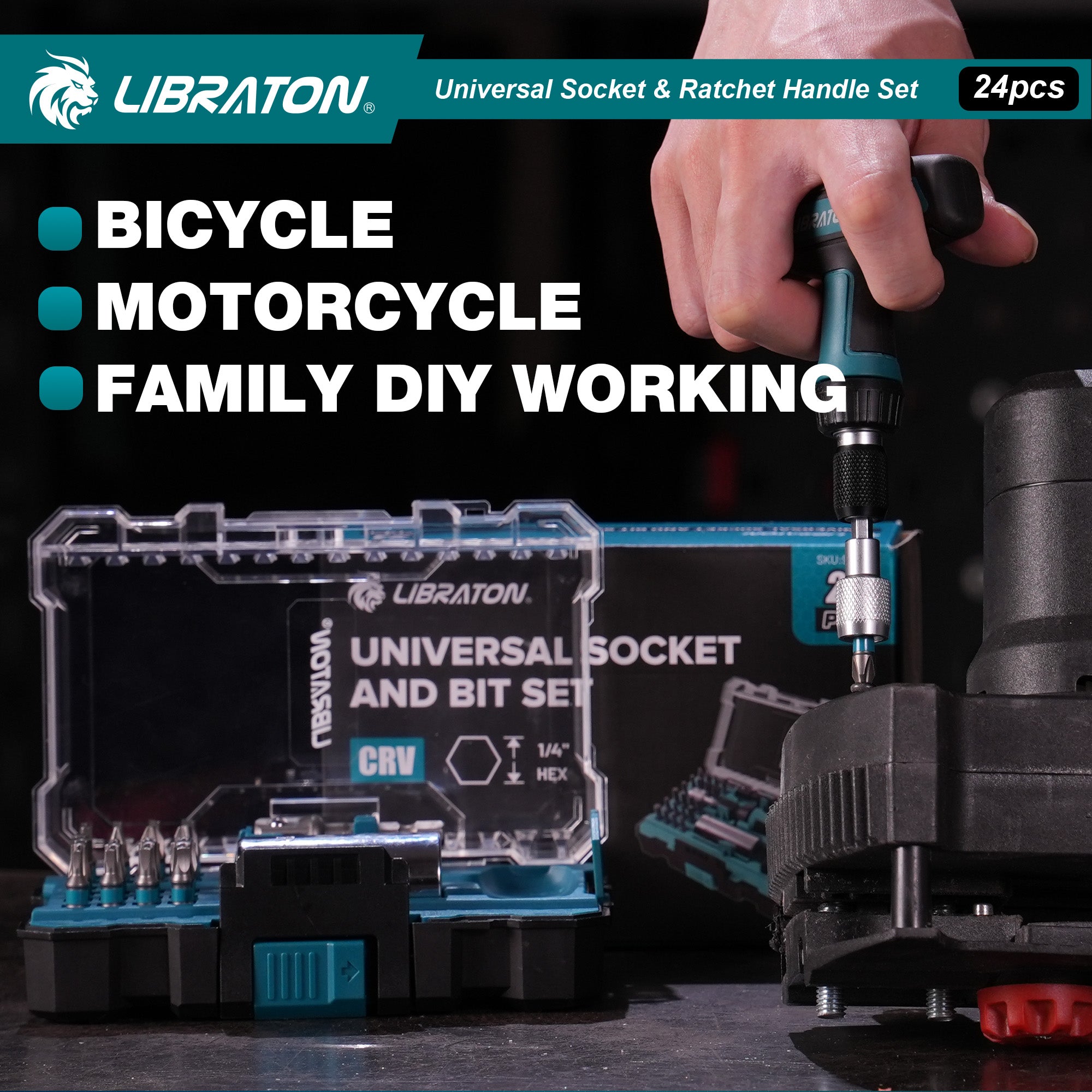 Libraton 24PCS Universal Socket & Ratchet T-Handle Master Set - Product Description