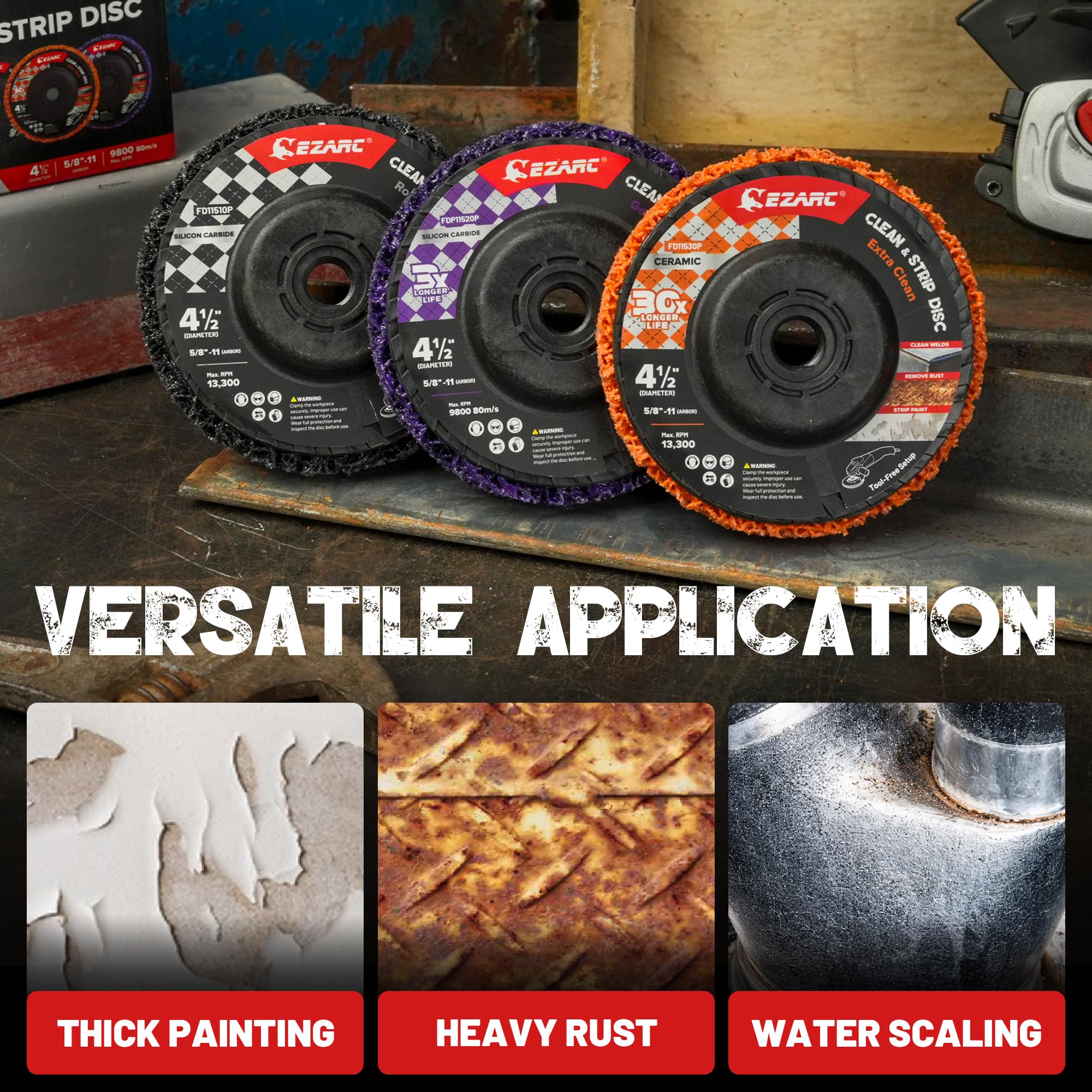 EZARC Stripping Discs 4-1/2" Paint & Rust Removal Wheels for Angle Grinder, Clean and Remove Coatings, Scaling, Welds and Oxidation