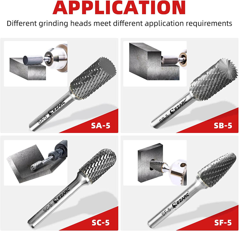 1/4" Shank Tungsten Carbide Rotary Burr Bit, Double Cut Carbide Burr ...