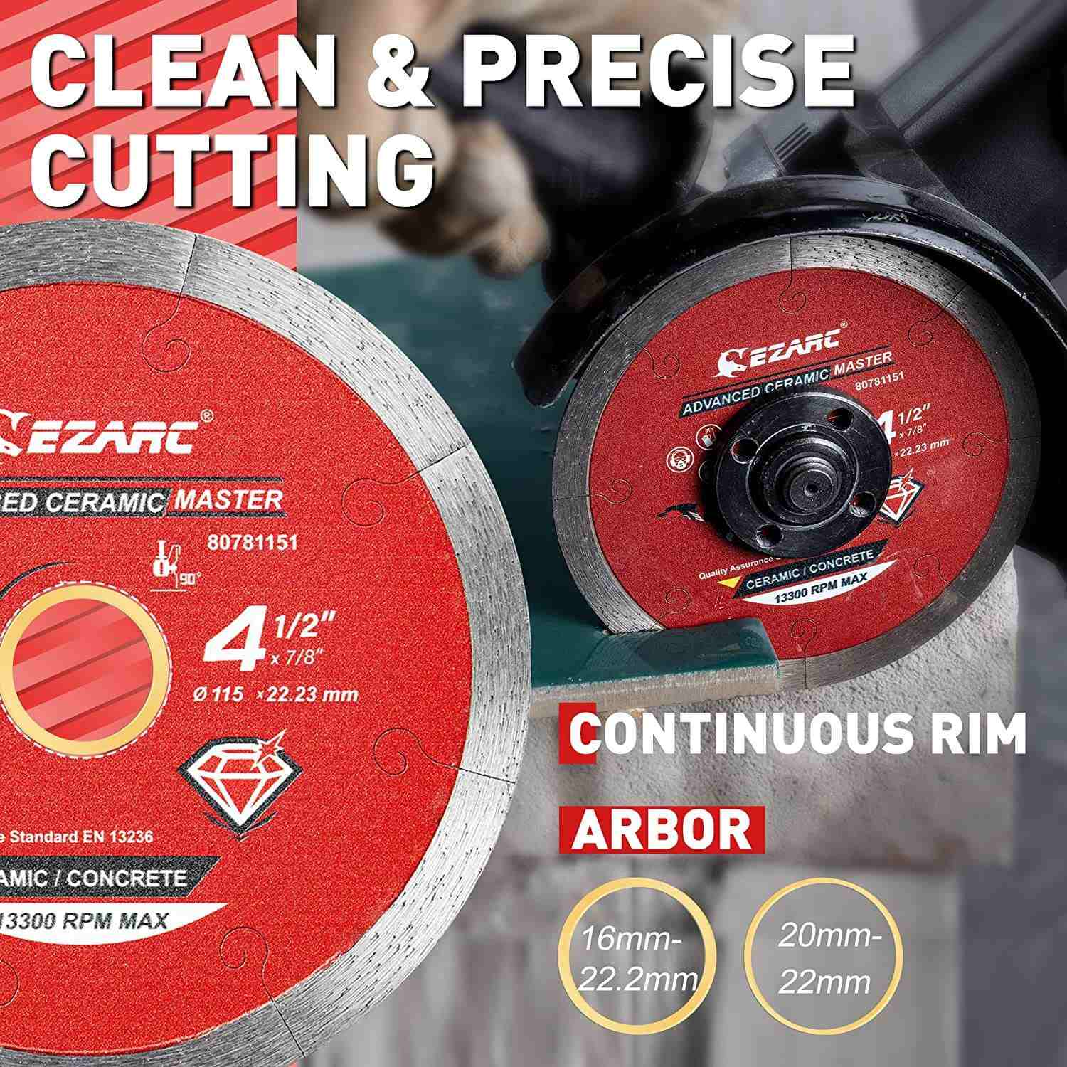 4-1/2 inch Advanced Ceramic Diamond Blade for Extra Clean Cutting Marble,Brick,Ceramic and Tile