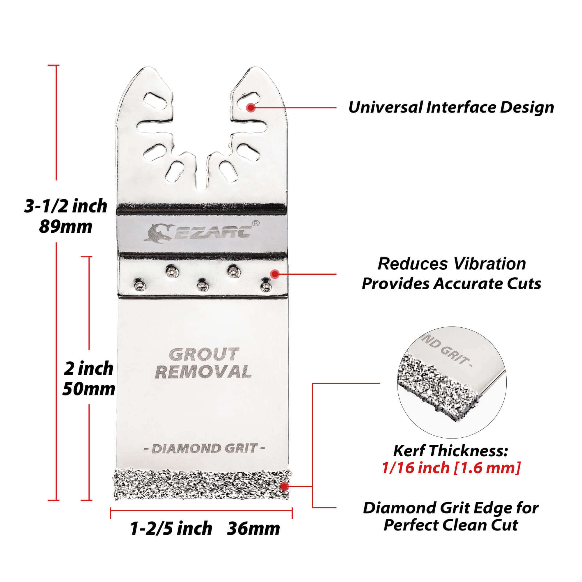 Universal Fit Diamond Grit Oscillating Blade for Grout Removal,EID36