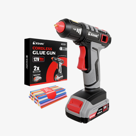 EZARC 12V Fast Heat Cordless Glue Gun with 50 Glue Sticks for DIY, Crafts & Repairs