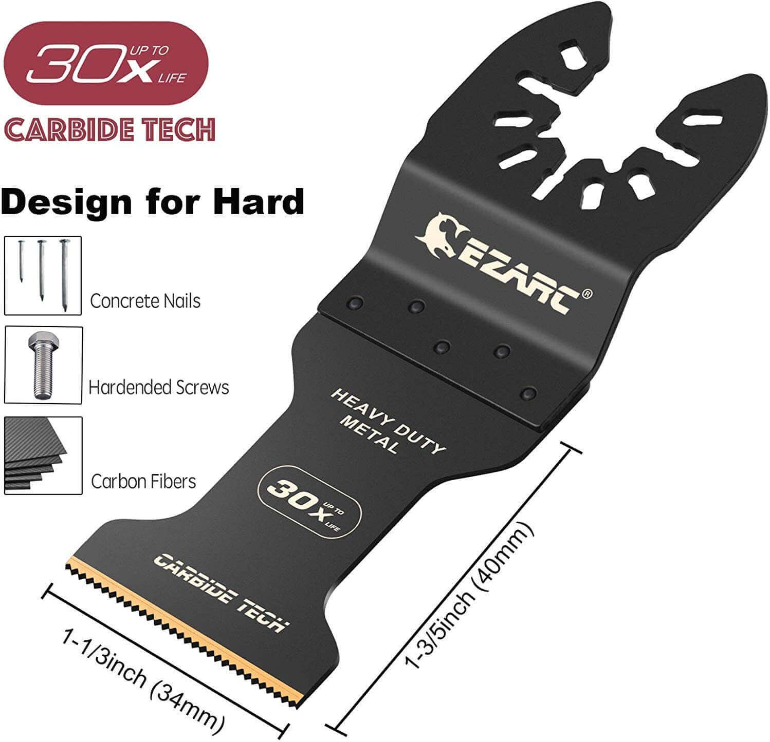 1-3/8 in. Carbide Oscillating Blade For Hardened Metal/Bolts,OIC34A