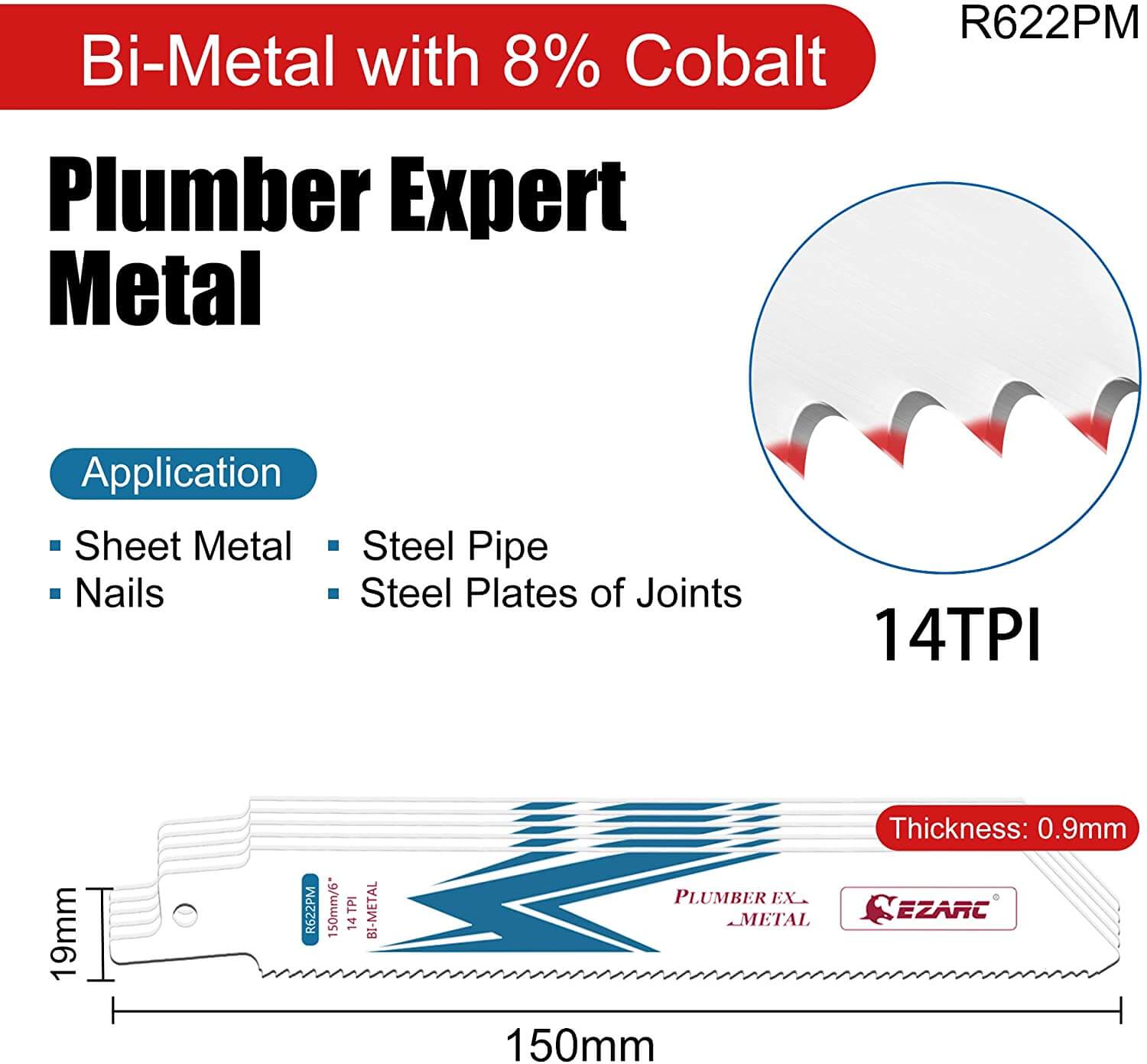 14tpi,6/9 in. Bi-Metal Reciprocating Saw Blade For Metal Cutting