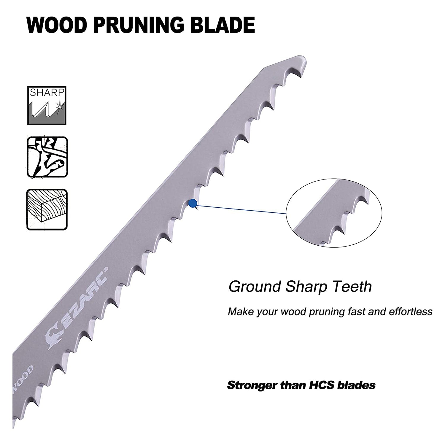 6tpi,6 in. CRV Sharp Ground Teeth Reciprocating Saw Blade For Pruning