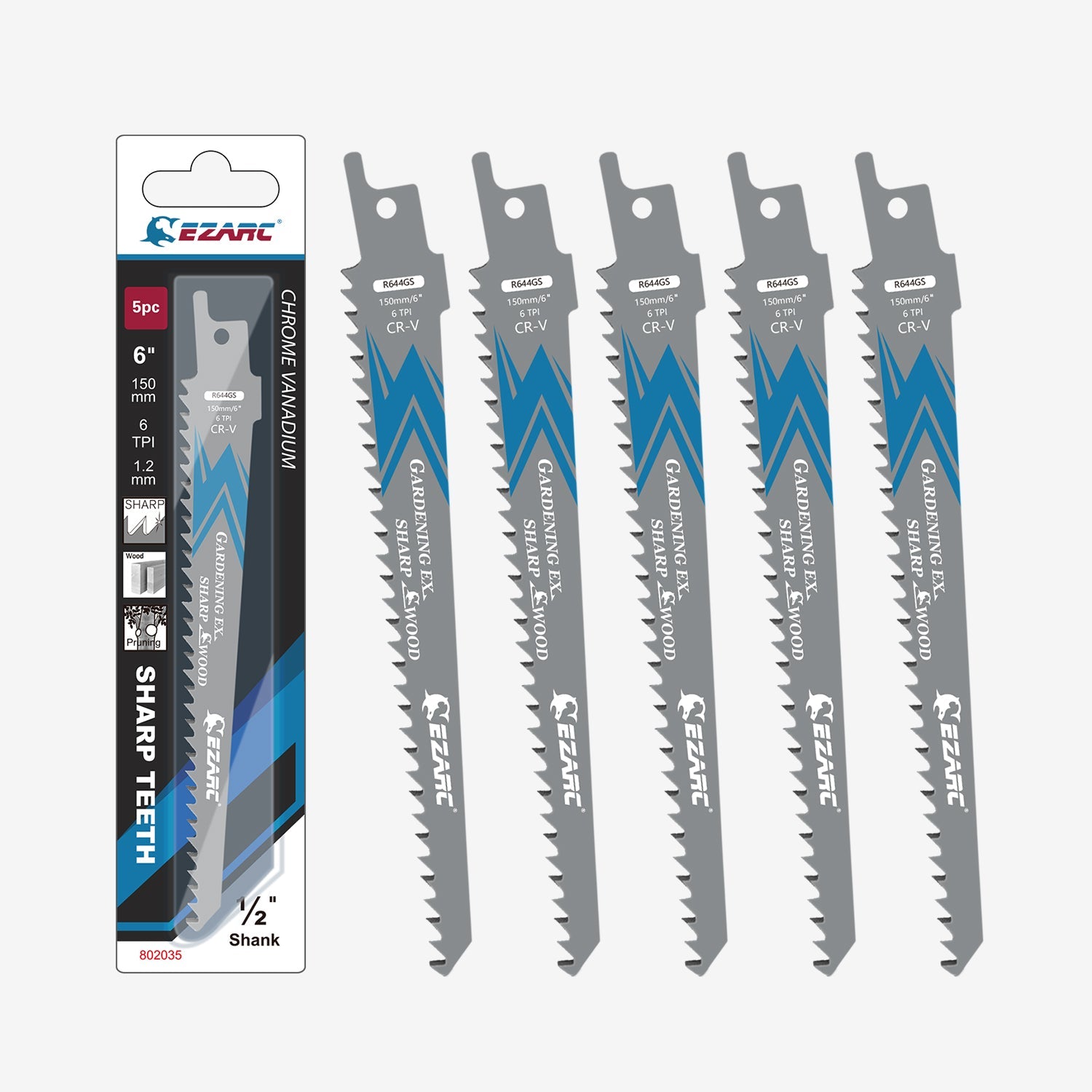 6tpi,6 in. CRV Sharp Ground Teeth Reciprocating Saw Blade For Pruning