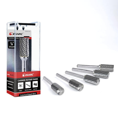 1/4" Shank Tungsten Carbide Rotary Burr Bit, Double Cut Carbide Burr Die Grinder Cutting Burrs Bit for Metal Working - EZARC Tools