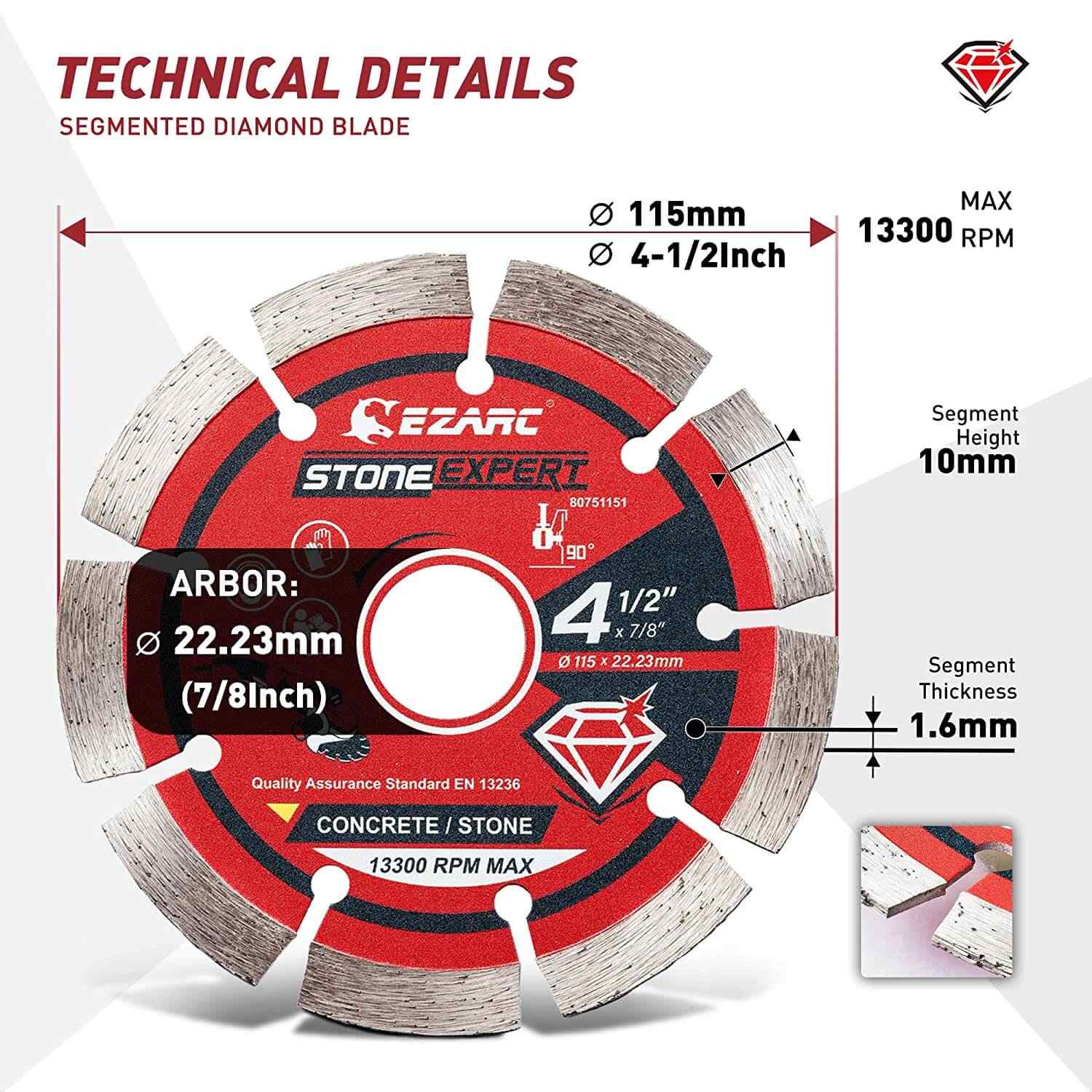 4.5/5 in. Segmented Diamond Blade For Concrete/Masonry/Block