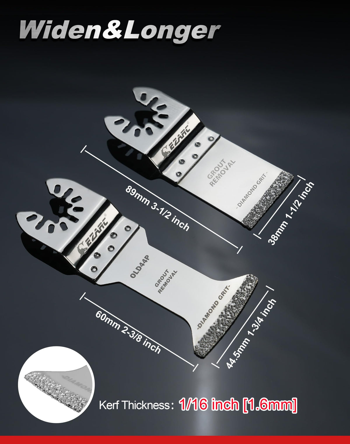 Diamond Oscillating Blade, Extra Long Reach Oscillating Multi Tool Saw Blades for Grout Removal, Cleaning Mortar - EZARC Tools