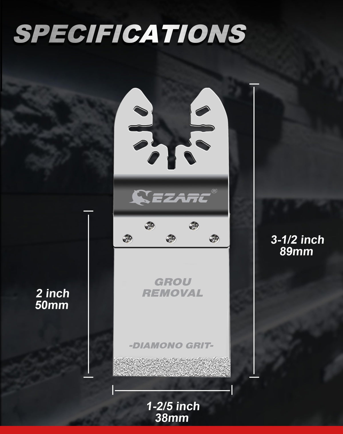 Diamond Oscillating Blade, Flush Cutting Oscillating Multi Tool Saw Blades for Grout Removal, Cleaning Mortar - EZARC Tools