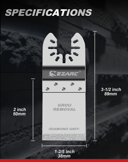 Diamond Oscillating Blade, Flush Cutting Oscillating Multi Tool Saw Blades for Grout Removal, Cleaning Mortar - EZARC Tools