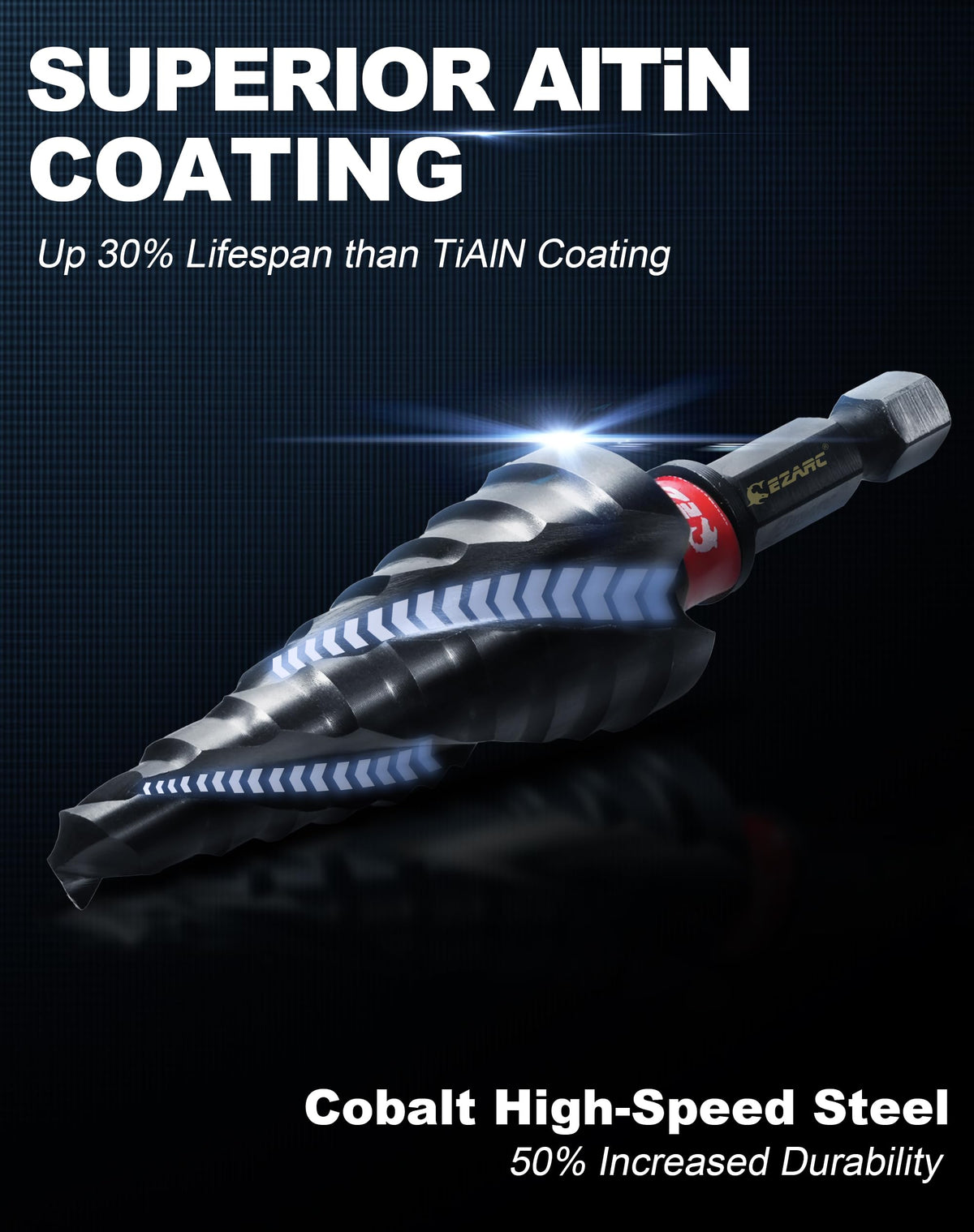 EZARC Step Drill Bit Set for Metal, Stainless Steel, Aluminum, Plastic - EZARC Tools