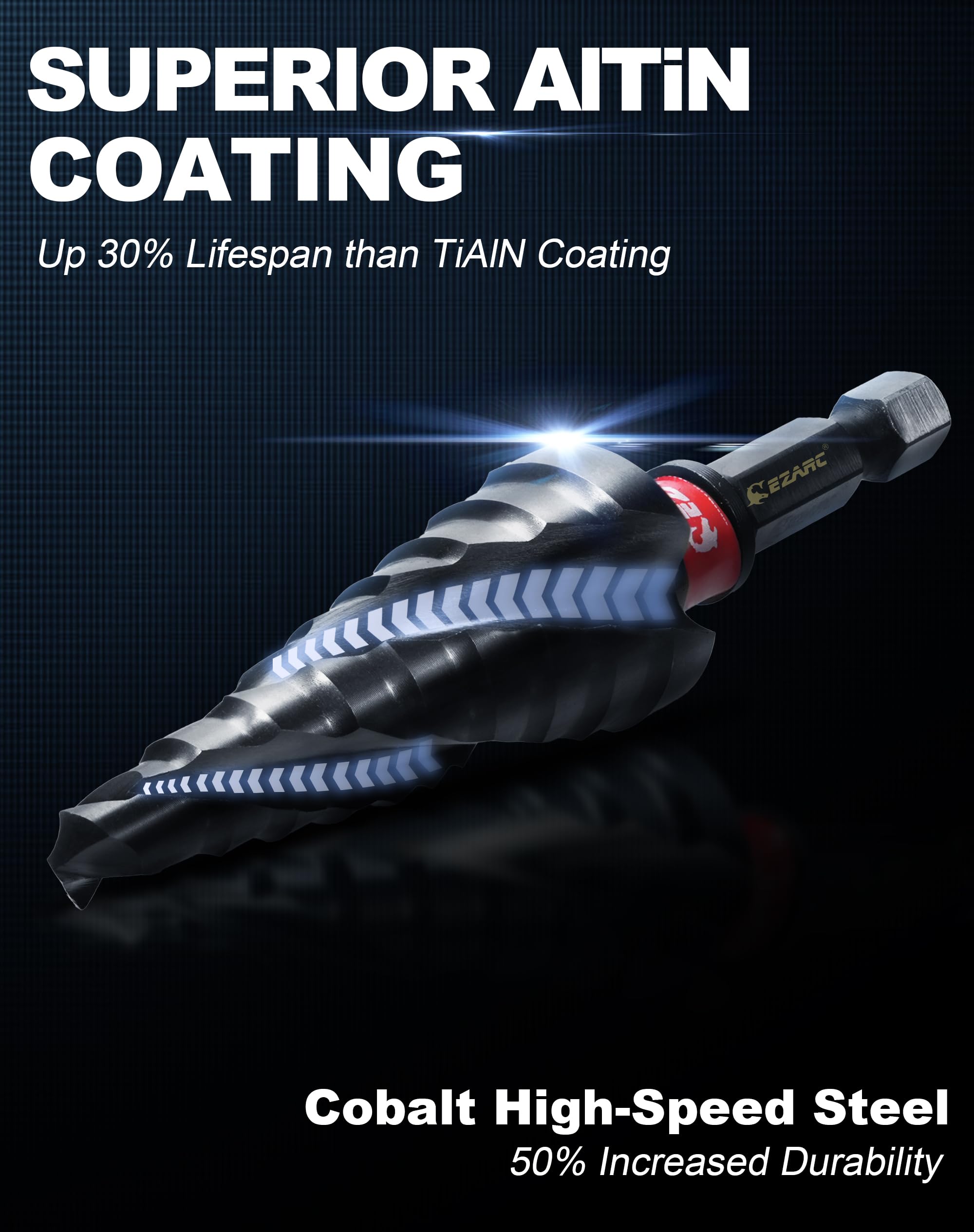 EZARC Step Drill Bit Set for Metal, Stainless Steel, Aluminum, Plastic - EZARC Tools