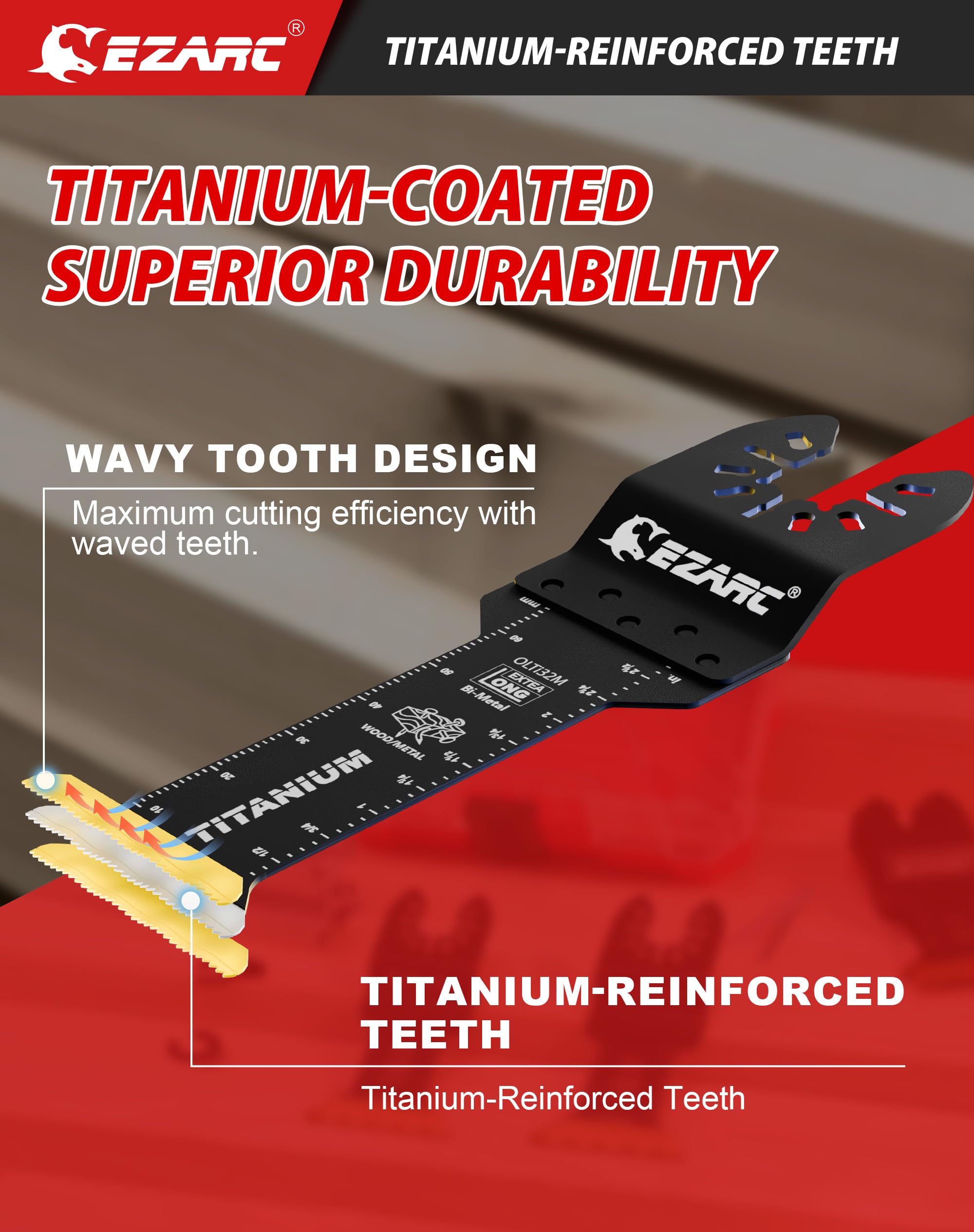 Standard Length & Extra-Long Oscillating Blades for Metal, Wood Nails, Screws, Plastic - EZARC Tools