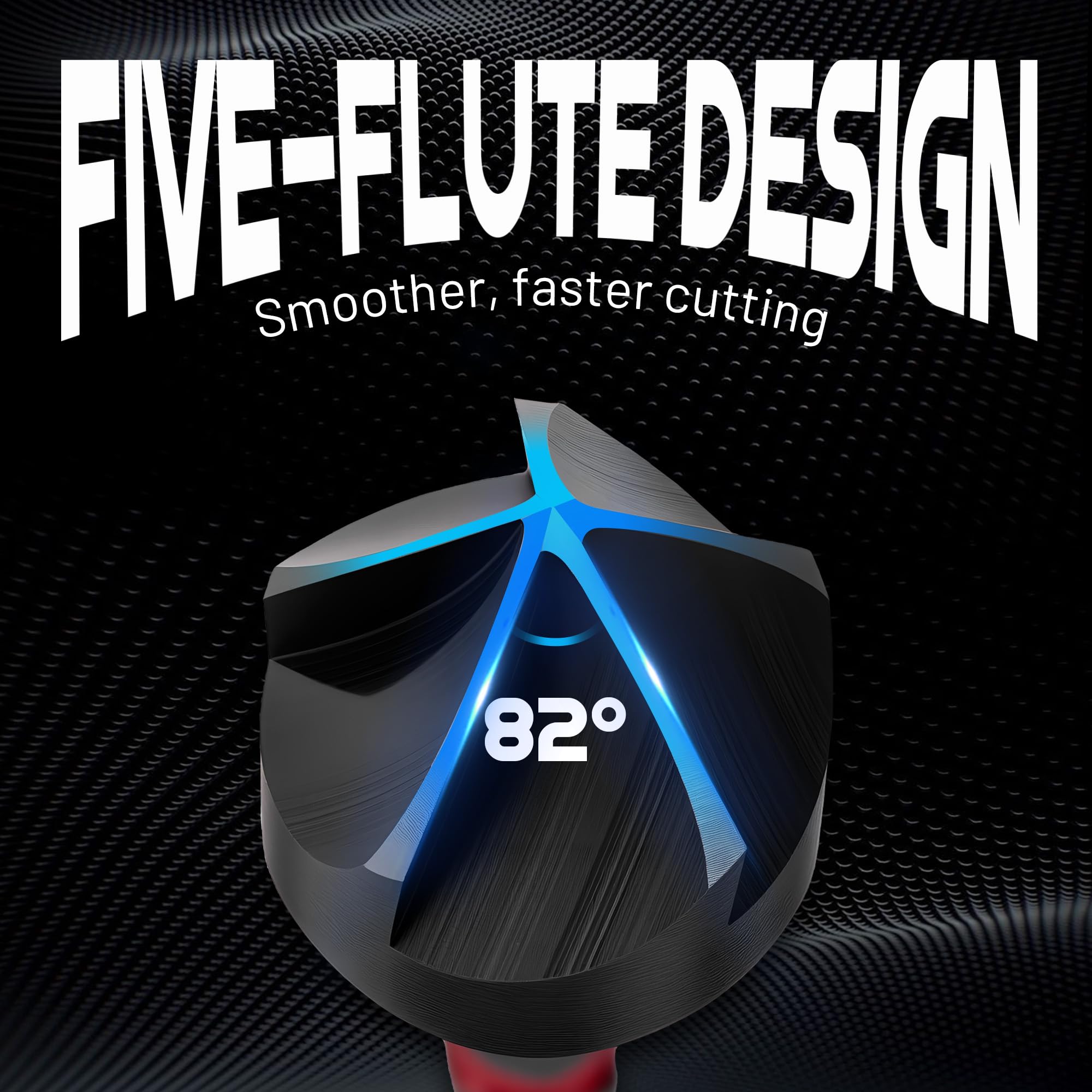 Countersink Drill Bit Set for Hard Metal, TiAlN Coated 82° 5-Flute Counter Sink Bits with 1/4" Hex Shank, 1/4" to 3/4", 5-Piece