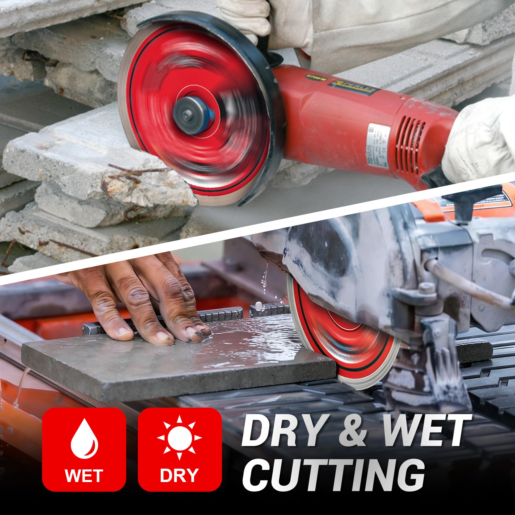 7 Inch Segmented Diamond Blade for Concrete, Block and Brick, Wet/Dry Cutting Wheel for Angle Grinder, 7/8"-5/8" Arbor