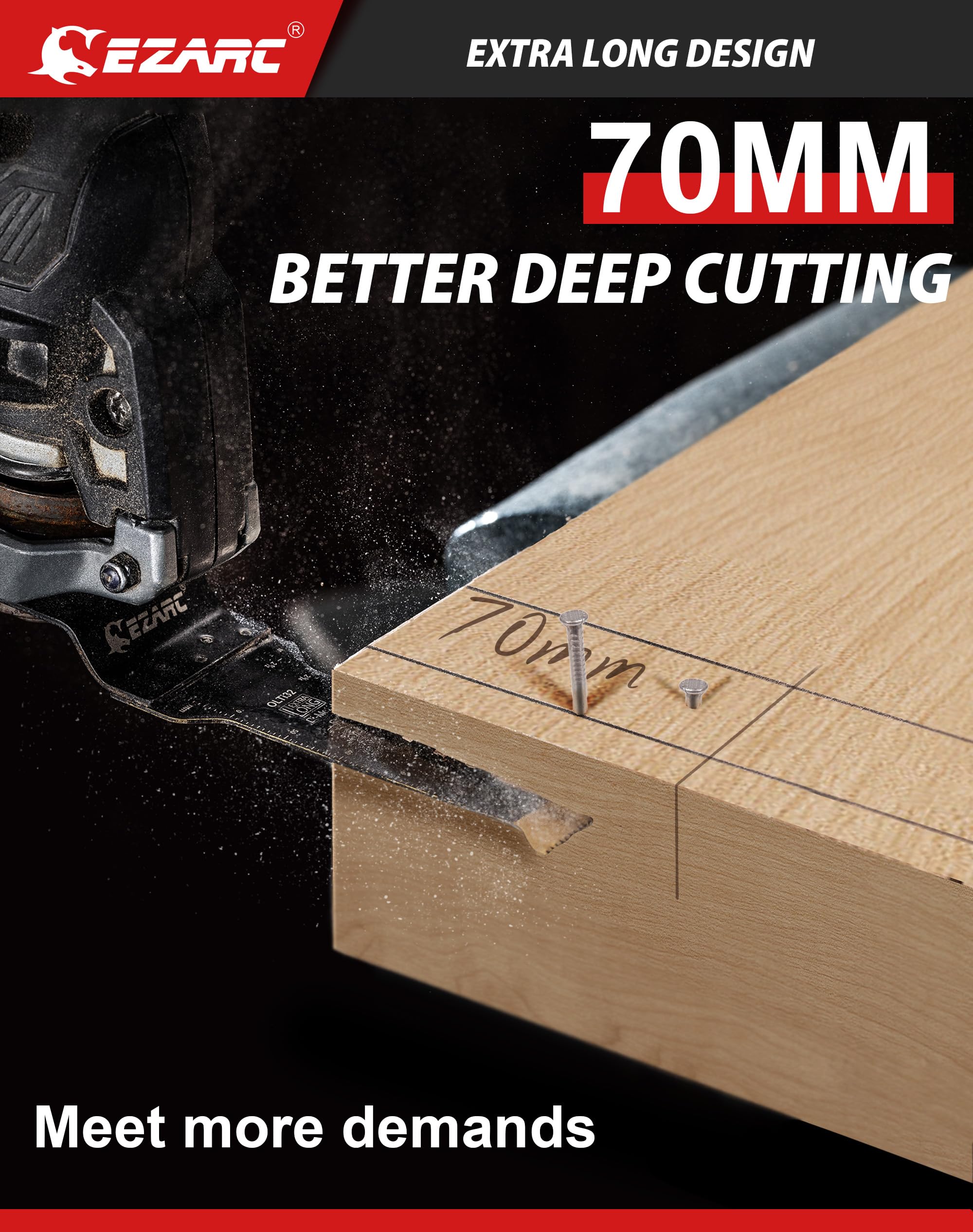 Standard Length & Extra-Long Oscillating Blades for Metal, Wood Nails, Screws, Plastic - EZARC Tools