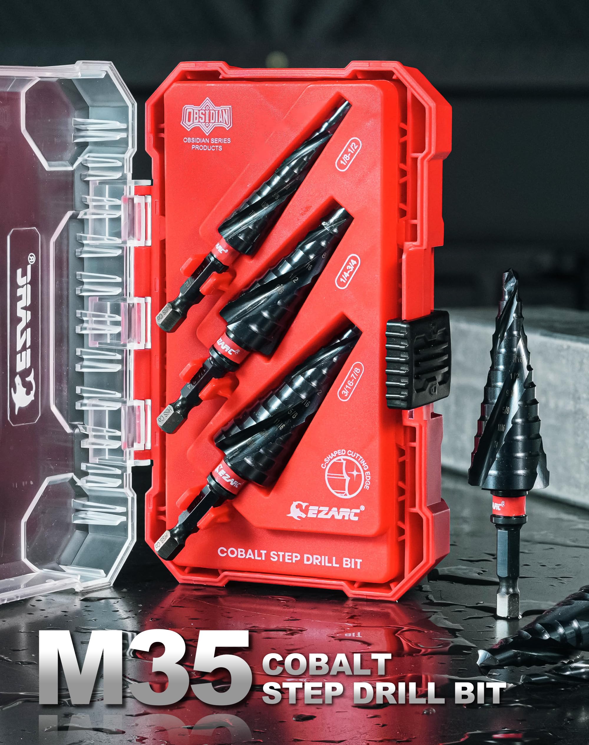 EZARC Step Drill Bit Set for Metal, Stainless Steel, Aluminum, Plastic - EZARC Tools