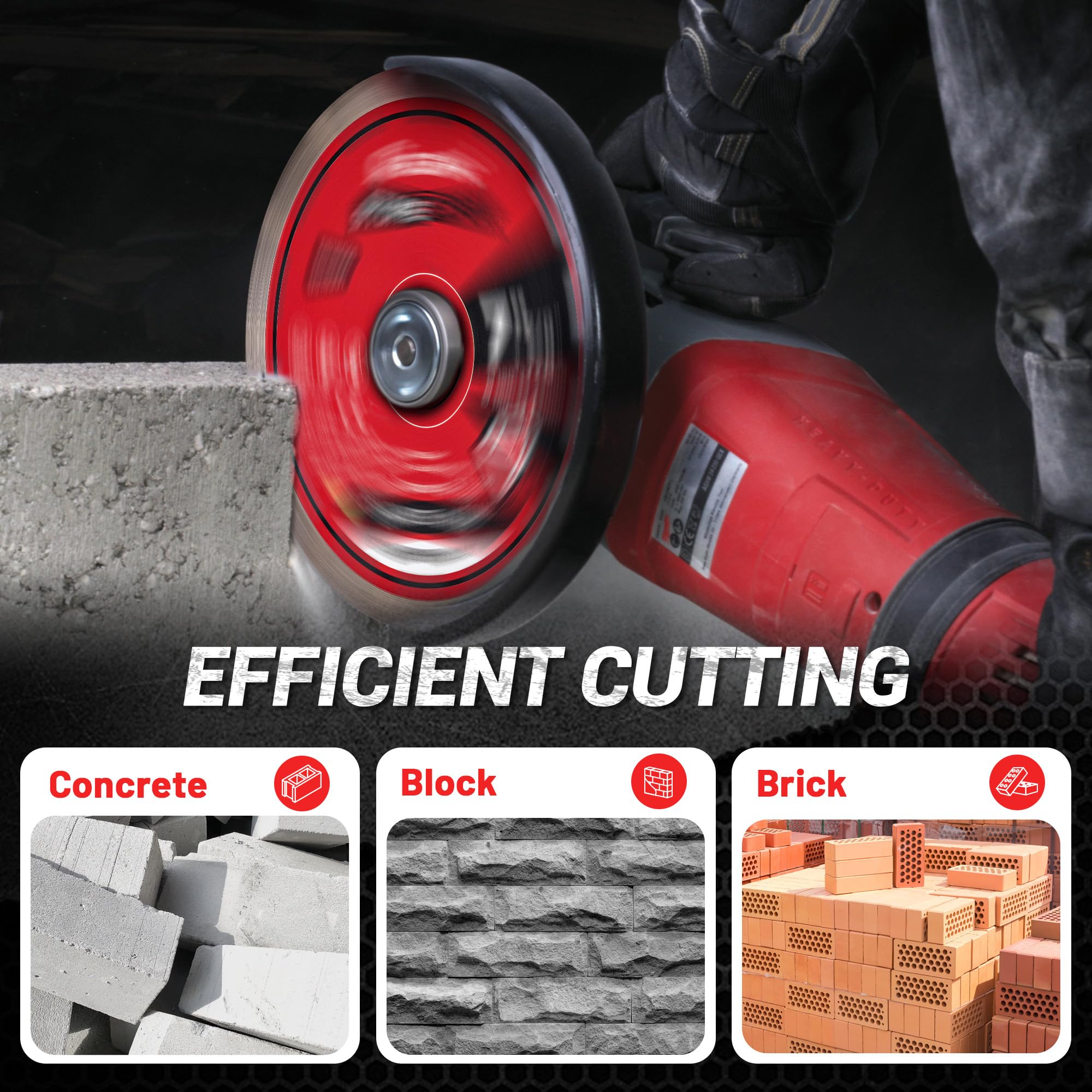 7 Inch Segmented Diamond Blade for Concrete, Block and Brick, Wet/Dry Cutting Wheel for Angle Grinder, 7/8"-5/8" Arbor