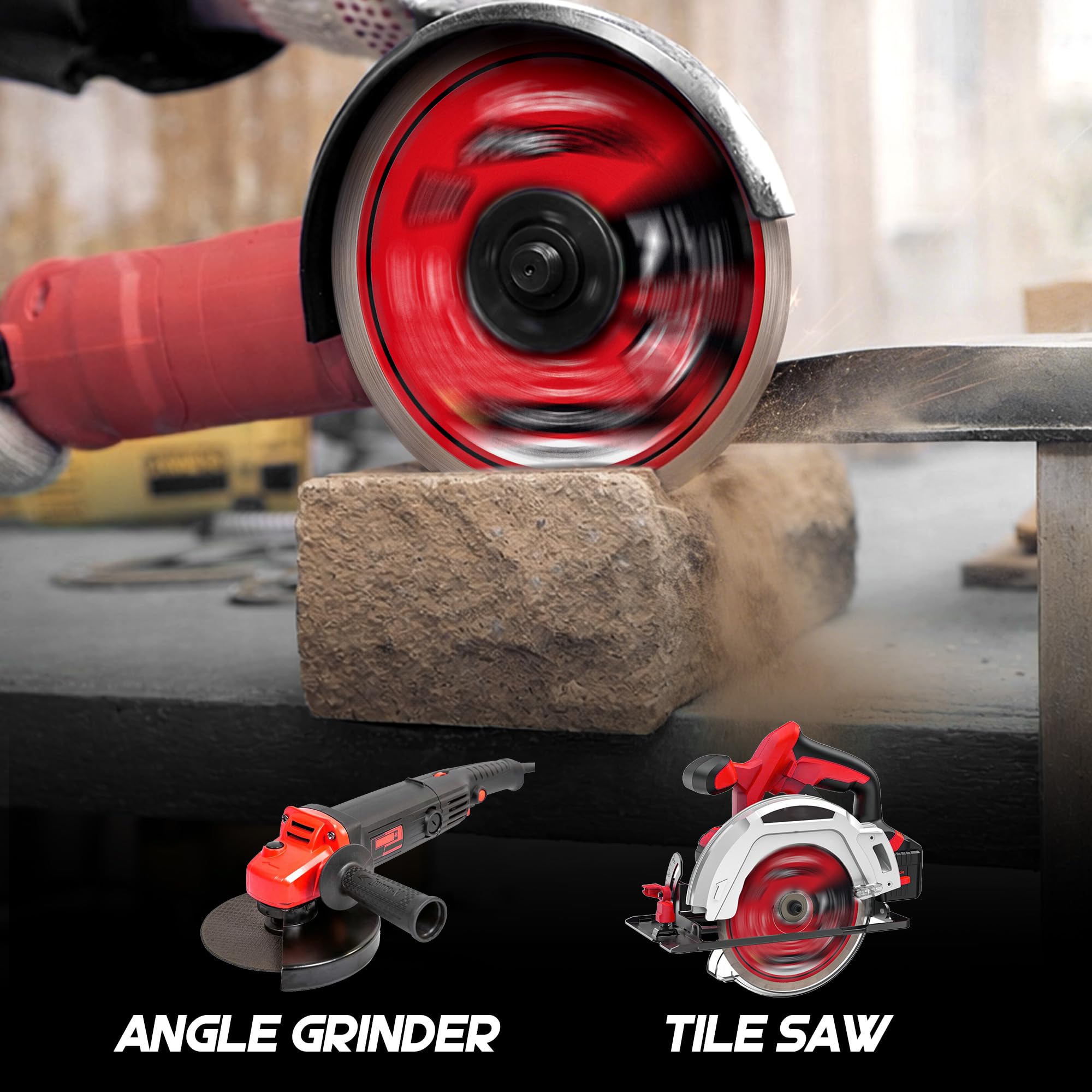 7 Inch Segmented Diamond Blade for Concrete, Block and Brick, Wet/Dry Cutting Wheel for Angle Grinder, 7/8"-5/8" Arbor