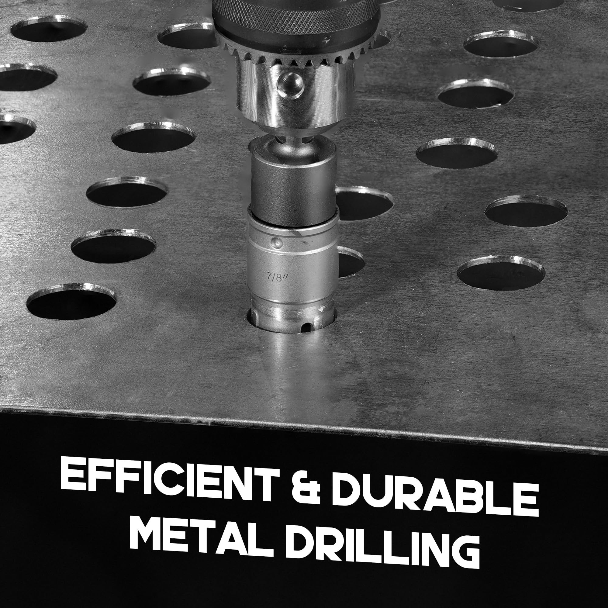 9-Piece Quick Change Carbide Hole Saw Kit, 7/8" to 2" Hole Cutters for Stainless Steel and Sheet Metal, with Pilot Drills, Hex Key and Spring